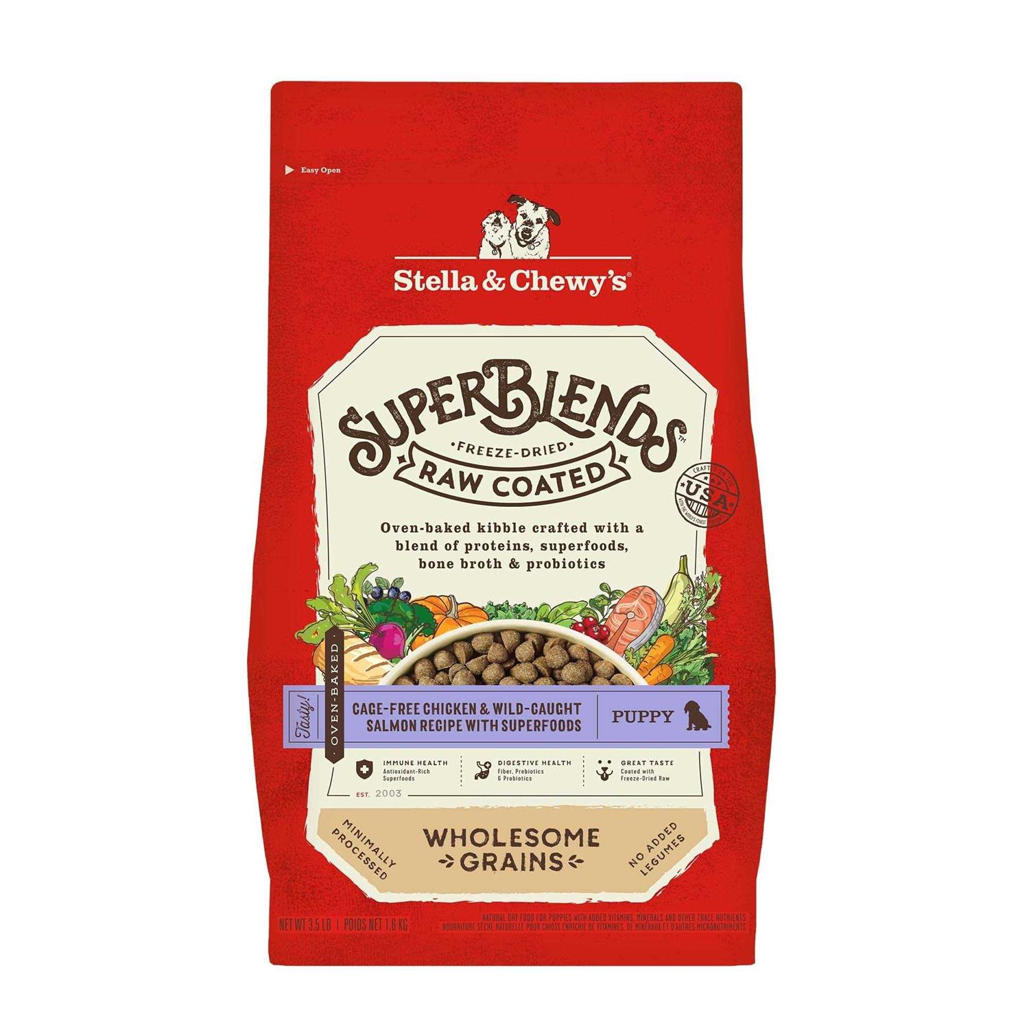 Stella & Chewy's SuperBlends Raw Wholesome Grains Puppy Cage Free Chicken & Wild Caught Salmon Recipe with Superfoods