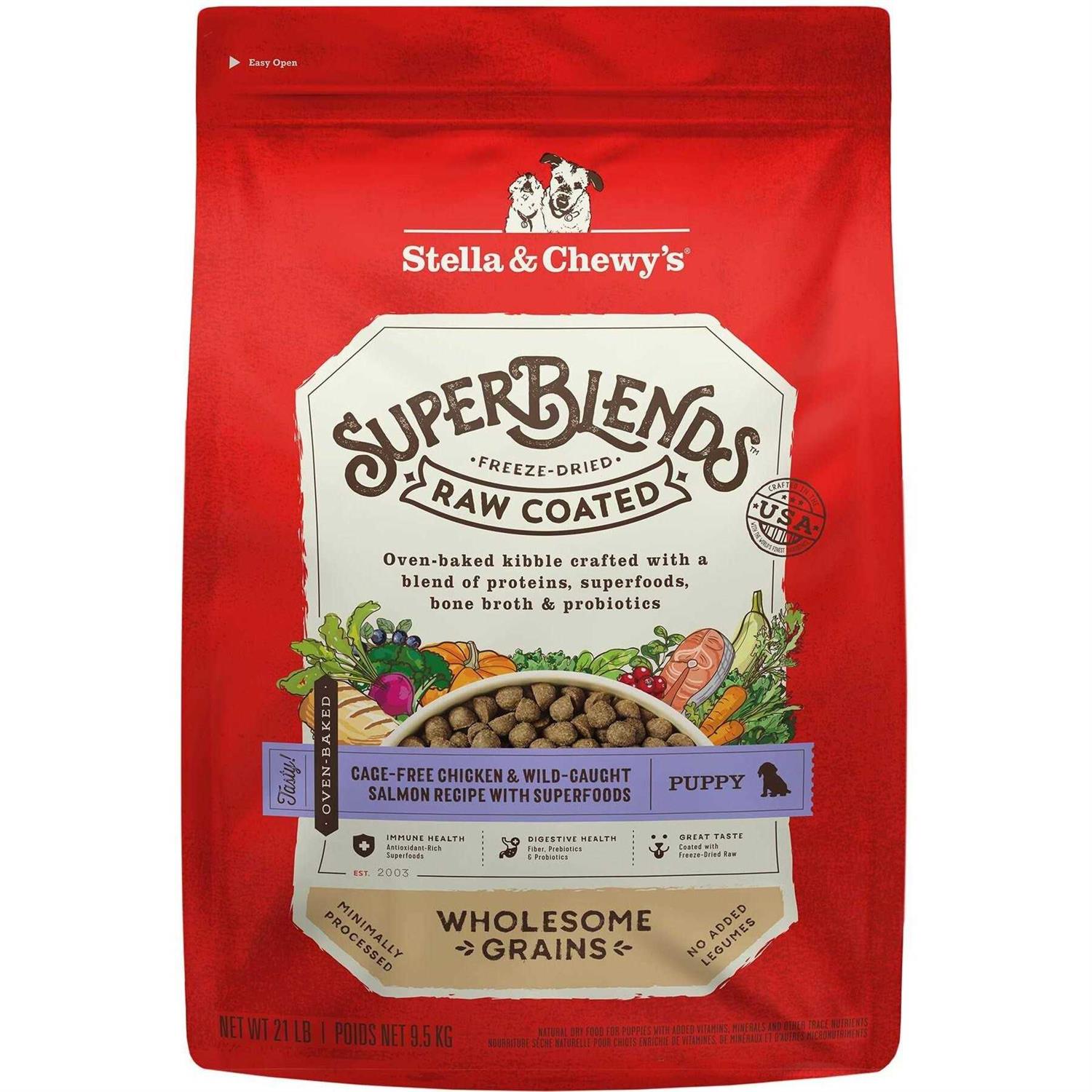 Stella & Chewy's SuperBlends Raw Wholesome Grains Puppy Cage Free Chicken & Wild Caught Salmon Recipe with Superfoods
