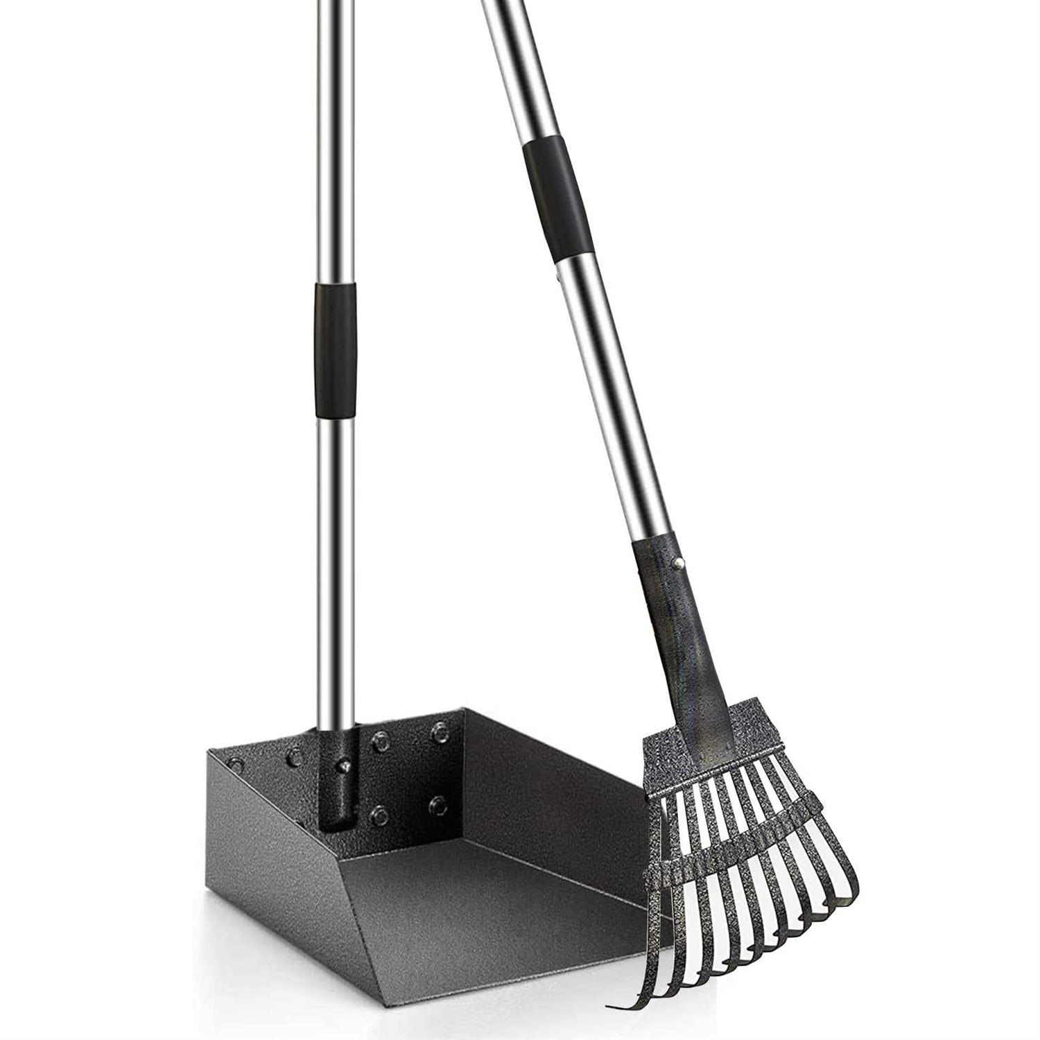 SUNLAX Pooper Scooper, Durable Dog Poop Scoop Long Handle Tray and Rake Set for Large Medium Small Dogs