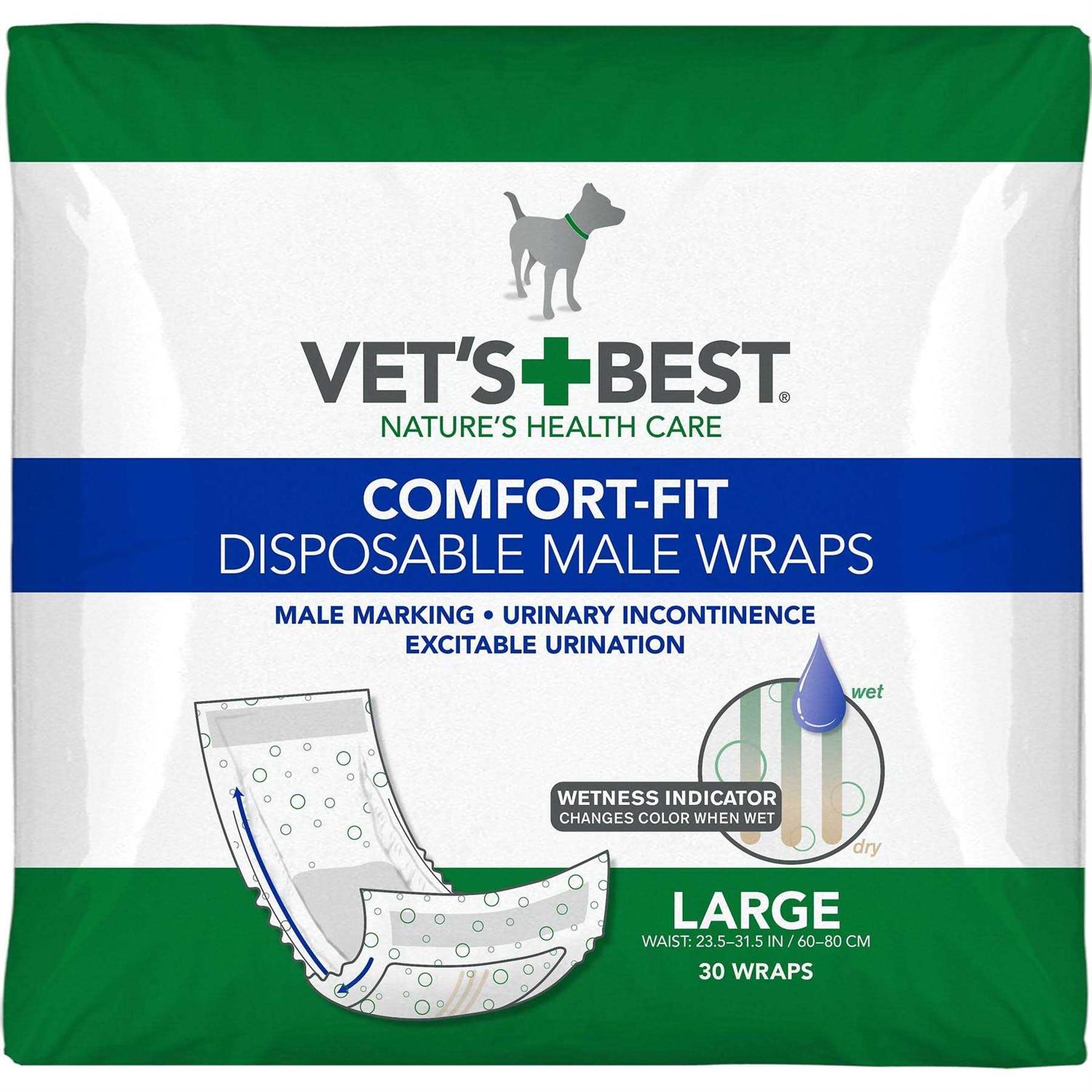 Vet's Best Comfort-Fit Disposable Male Dog Wraps
