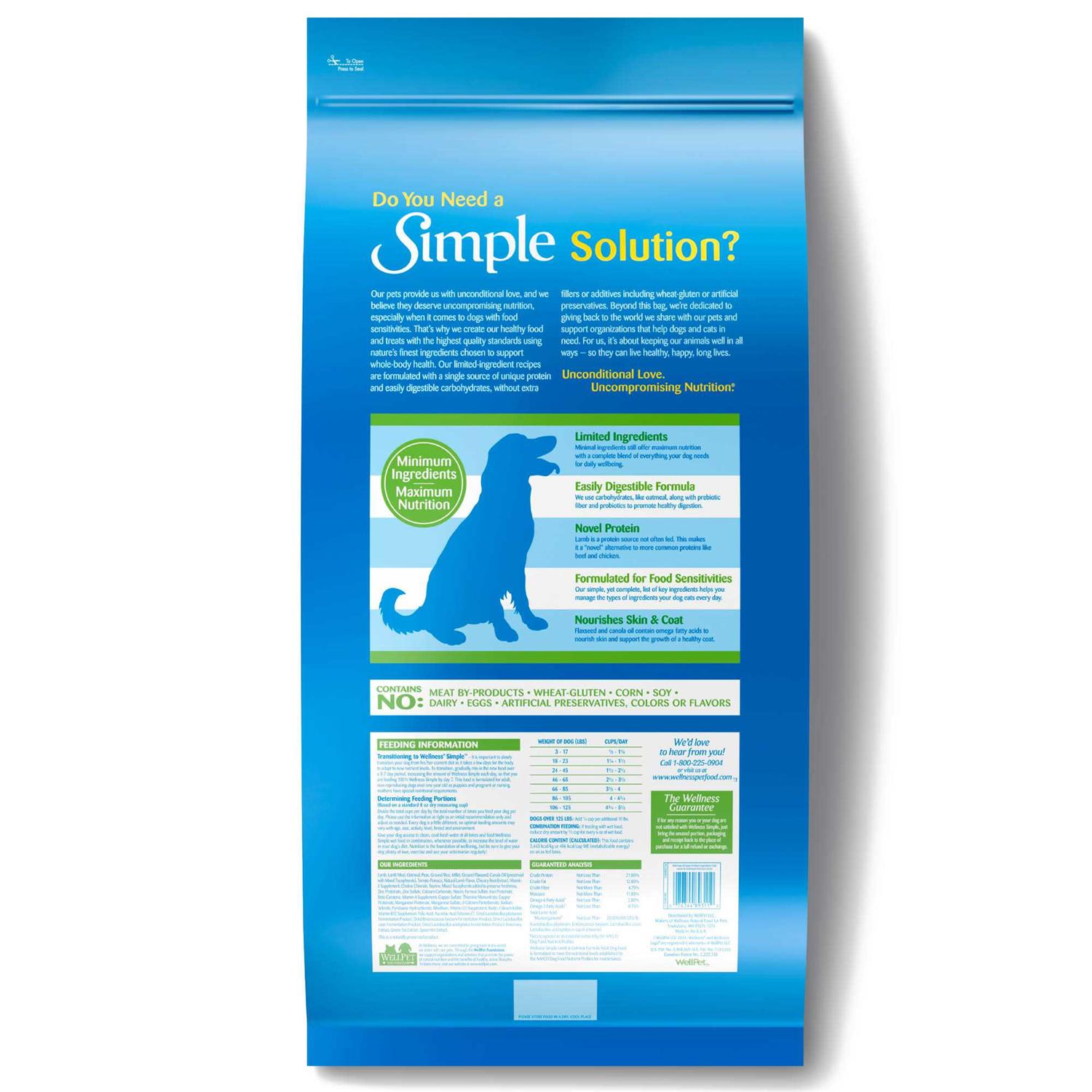 Alternative view of Wellness Simple Limited Ingredient Diet Lamb & Oatmeal Formula Dry Dog Food