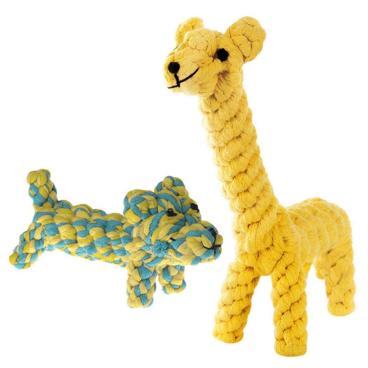 SunGrow Aggressive Chewers Small Dog & Cat Tug of War Rope & Chase Teething Toys