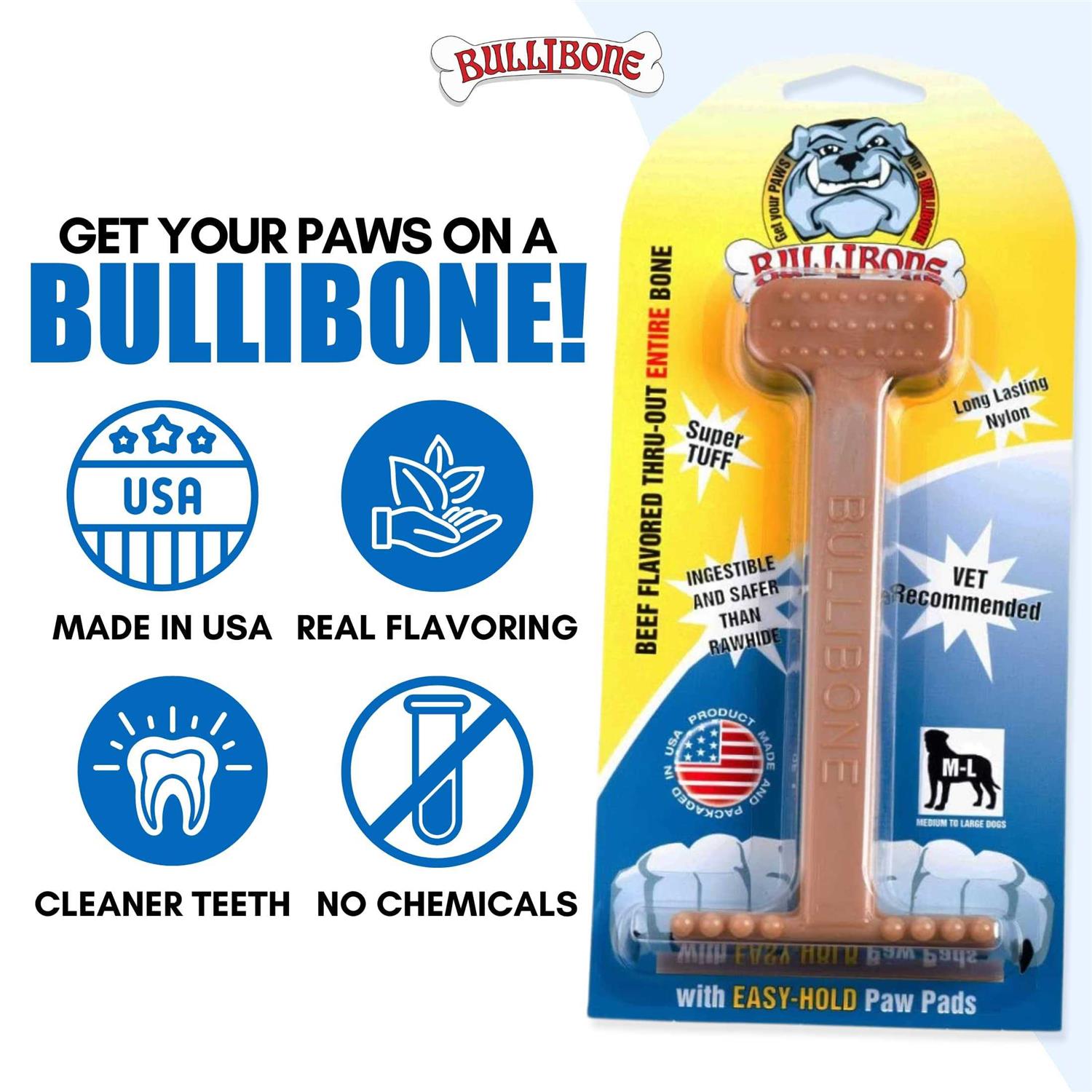 Alternative view of Bullibone Nylon Dog Chew Toy Nylon Bone Improves Dental Hygiene Easy to Grip Bottom and Permeated with Flavor