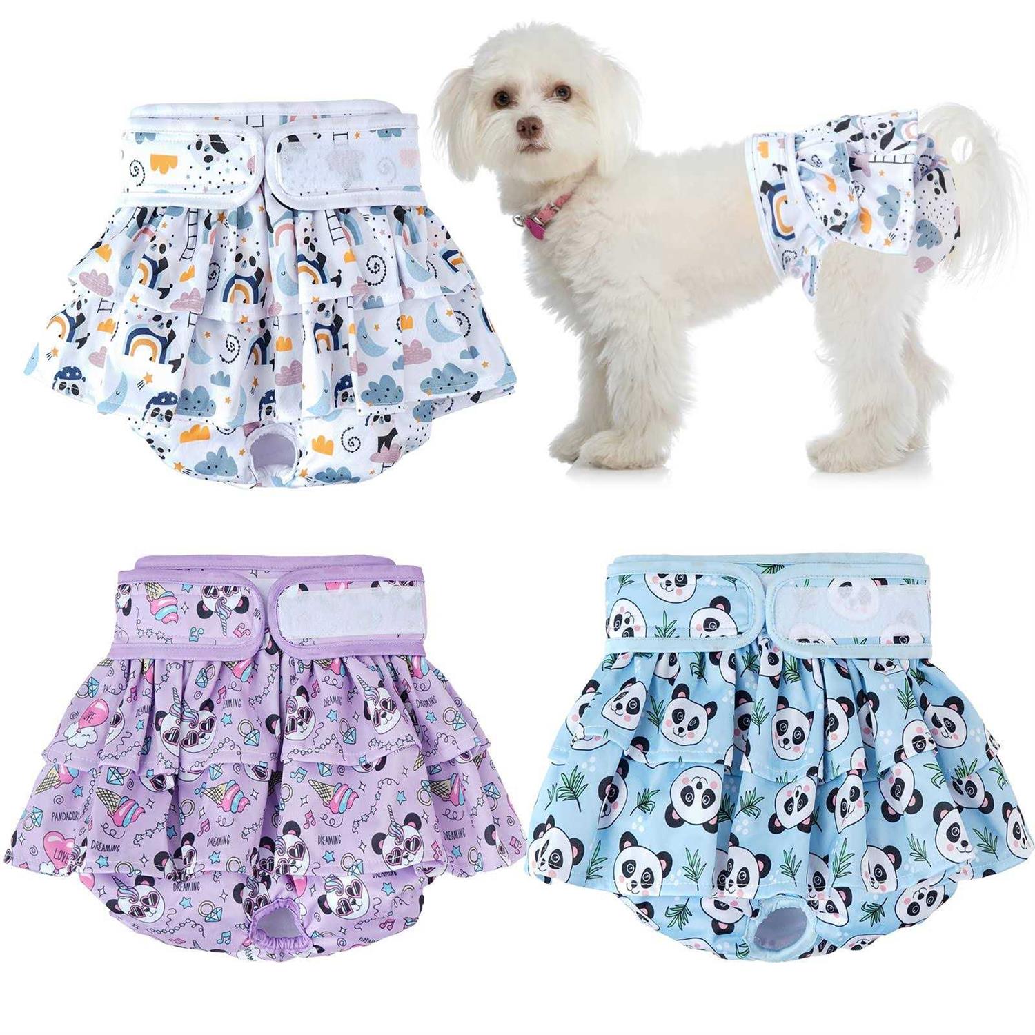 Tsikavo Washable Dog Diapers Female 3 Pack Premium Reusable Doggie Diapers,High Absorbency Leak-Proof Puppy Diapers for Female Dog in Heat