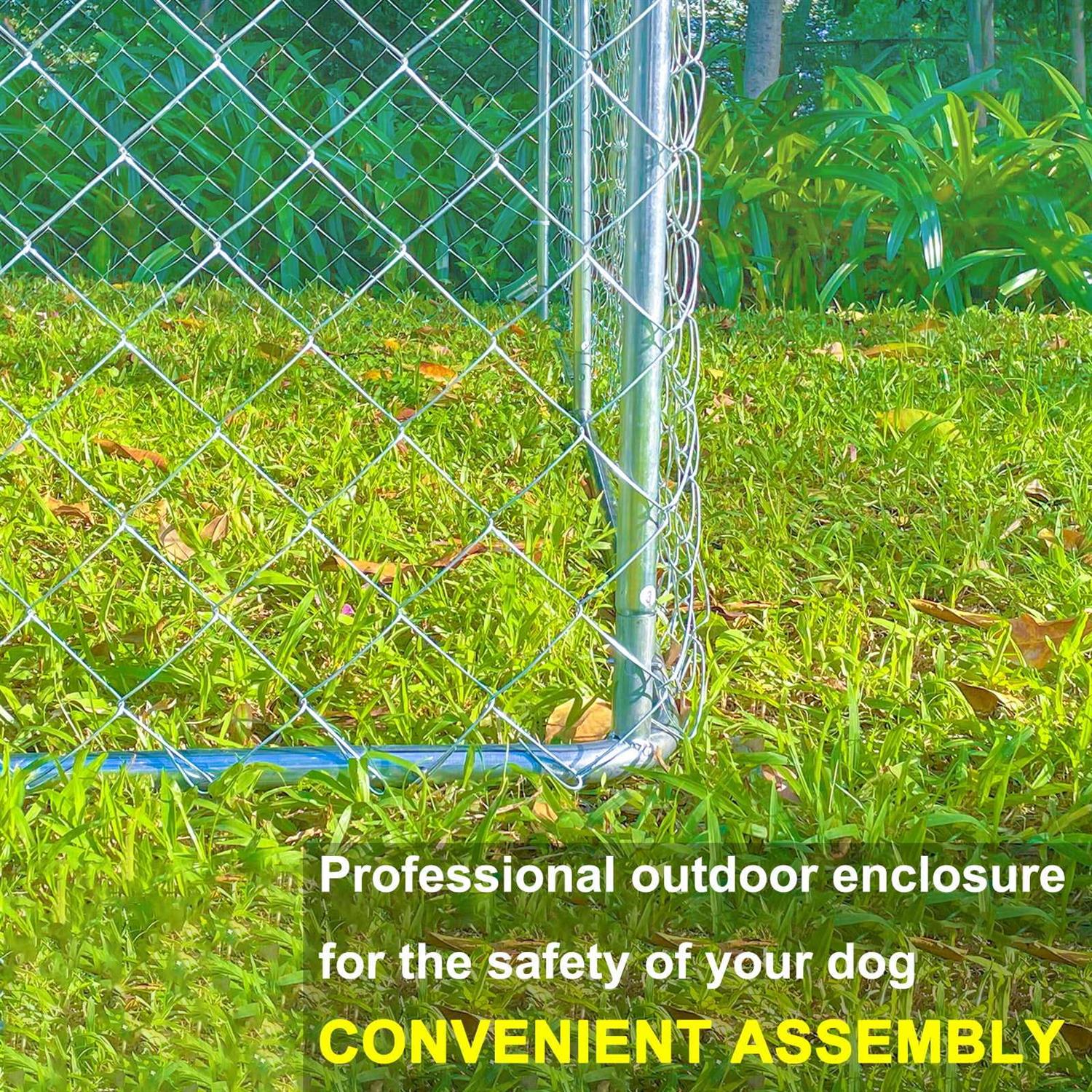 Alternative view of 10ft x 10ft Dog Kennel Outdoor Metal Playpen Large Dog Cages for Large Dogs Run Outside Exercise Pet Fences with Roof for Yard