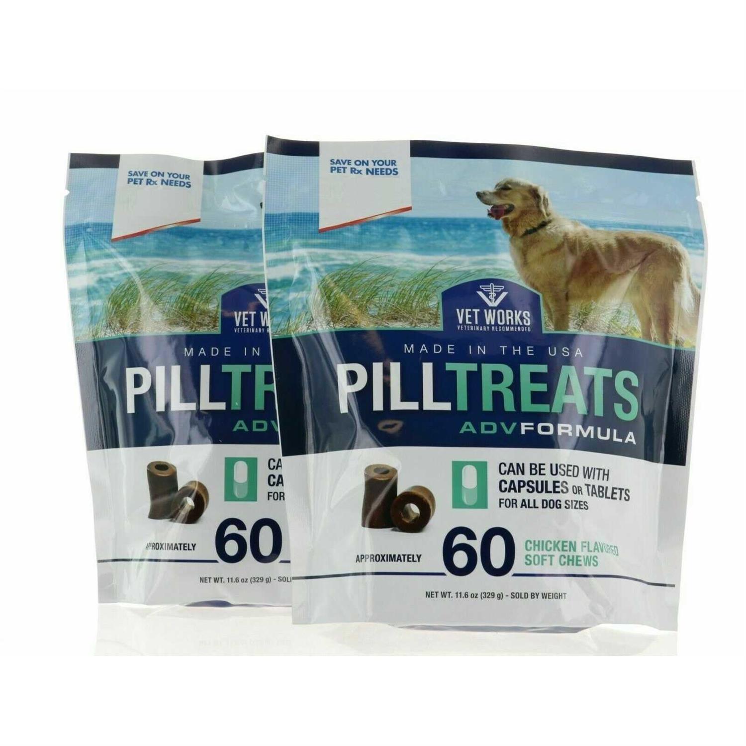 120 Count - VetIQ Chicken Flavor Pill Treats Soft Chews - Health & Wellness Supplements for Dogs - Vet Works