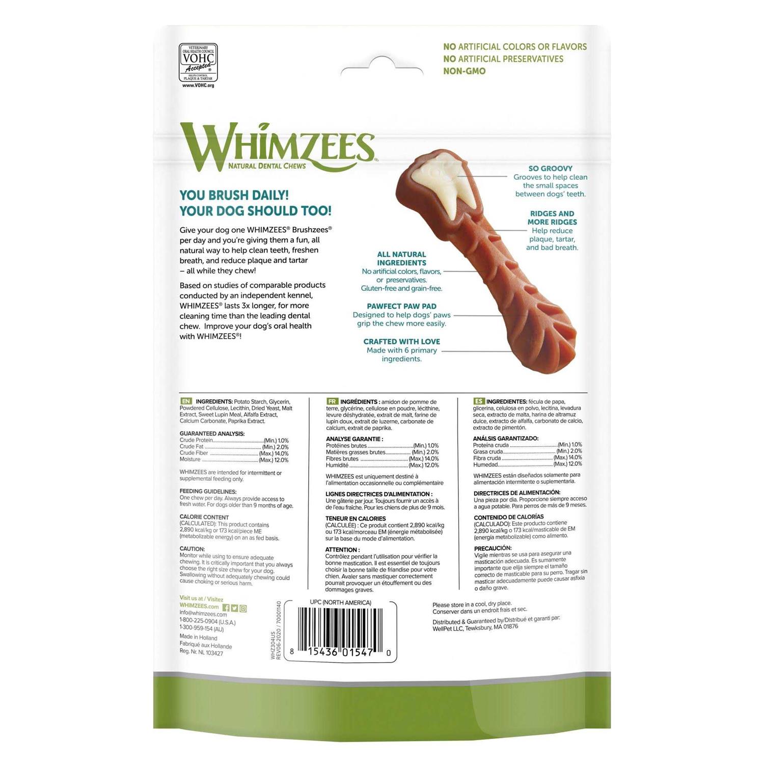 Alternative view of Whimzees Brushzees Dental Treats