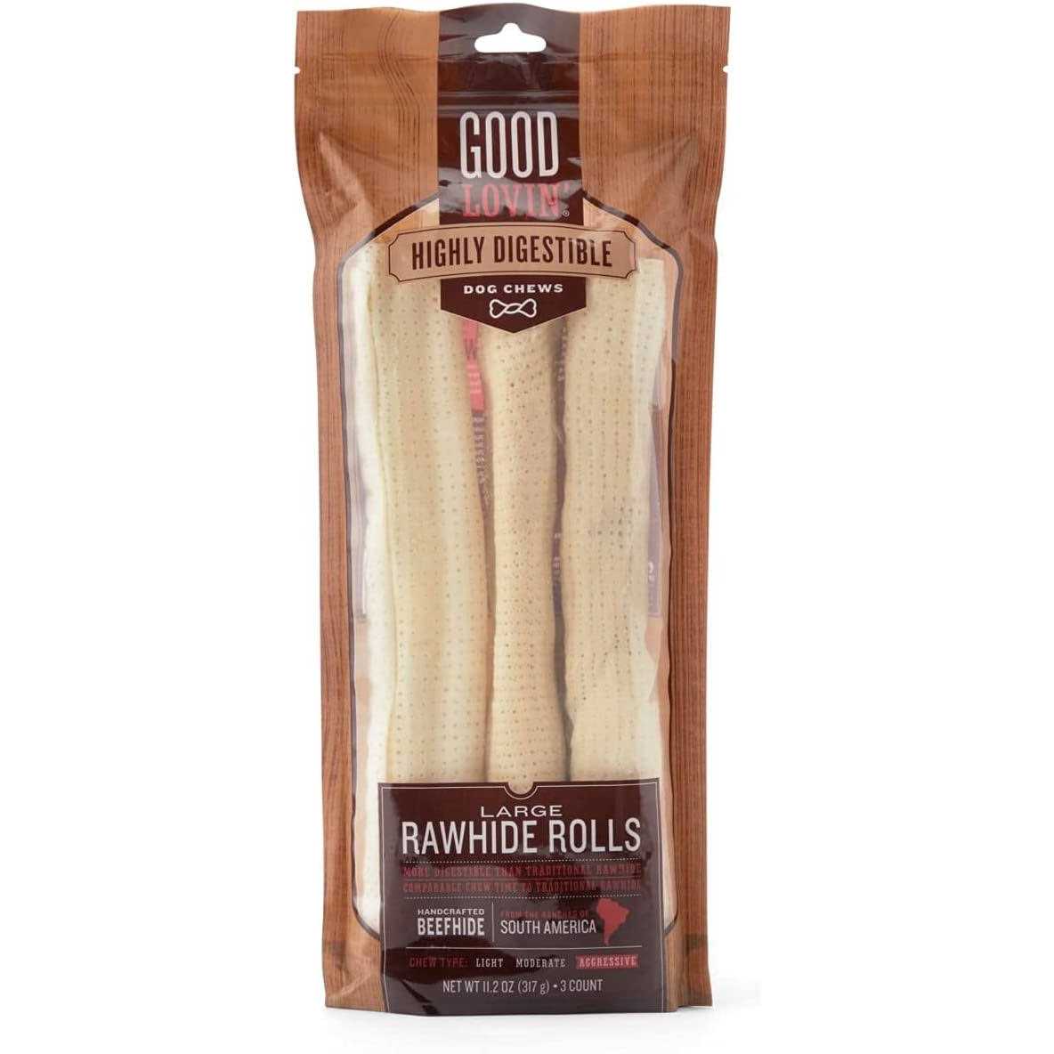 Good Lovin' Highly Digestible Rawhide Rolls for Dogs