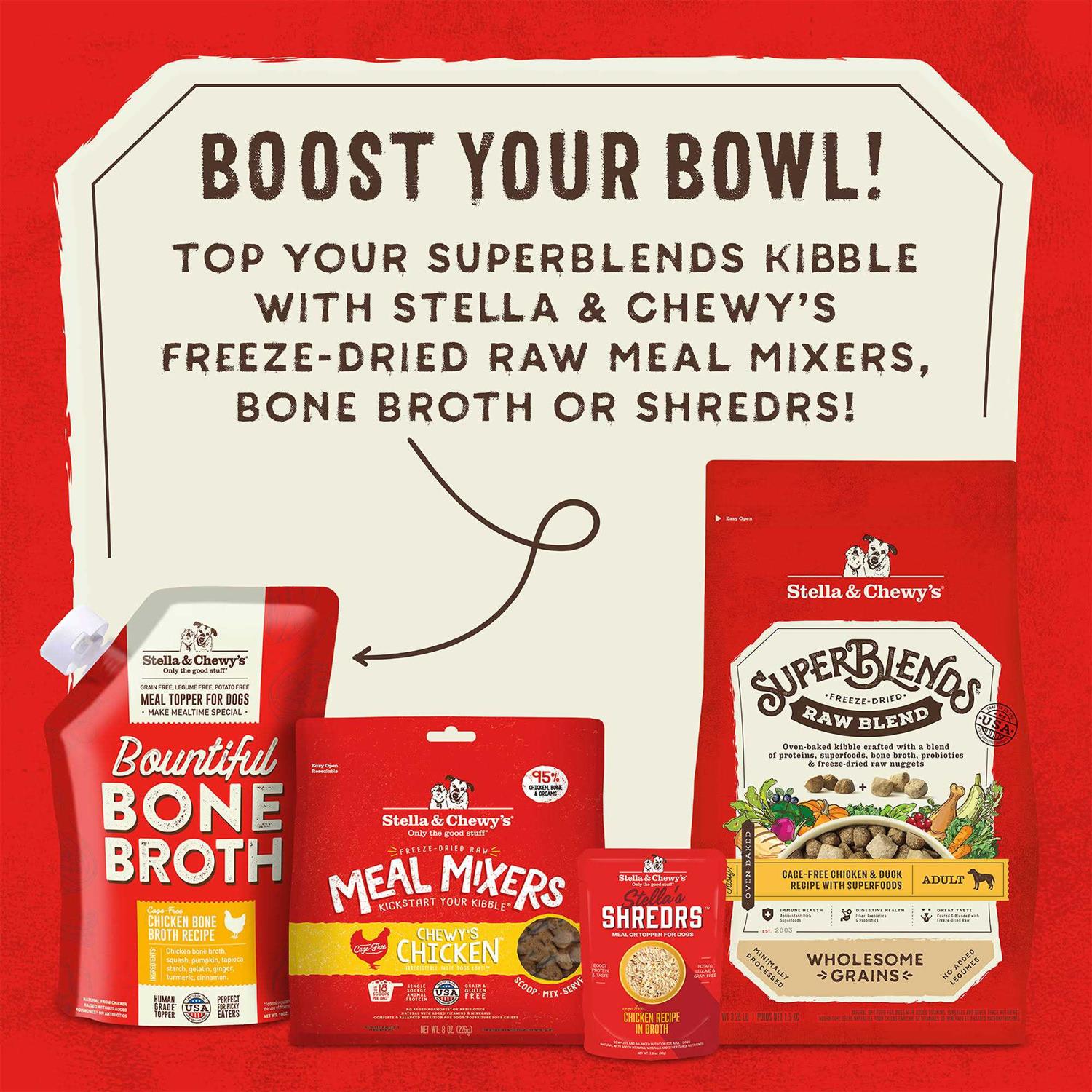 Alternative view of Stella & Chewy's SuperBlends Raw Wholesome Grains Cage Free Chicken & Duck Recipe with Superfoods