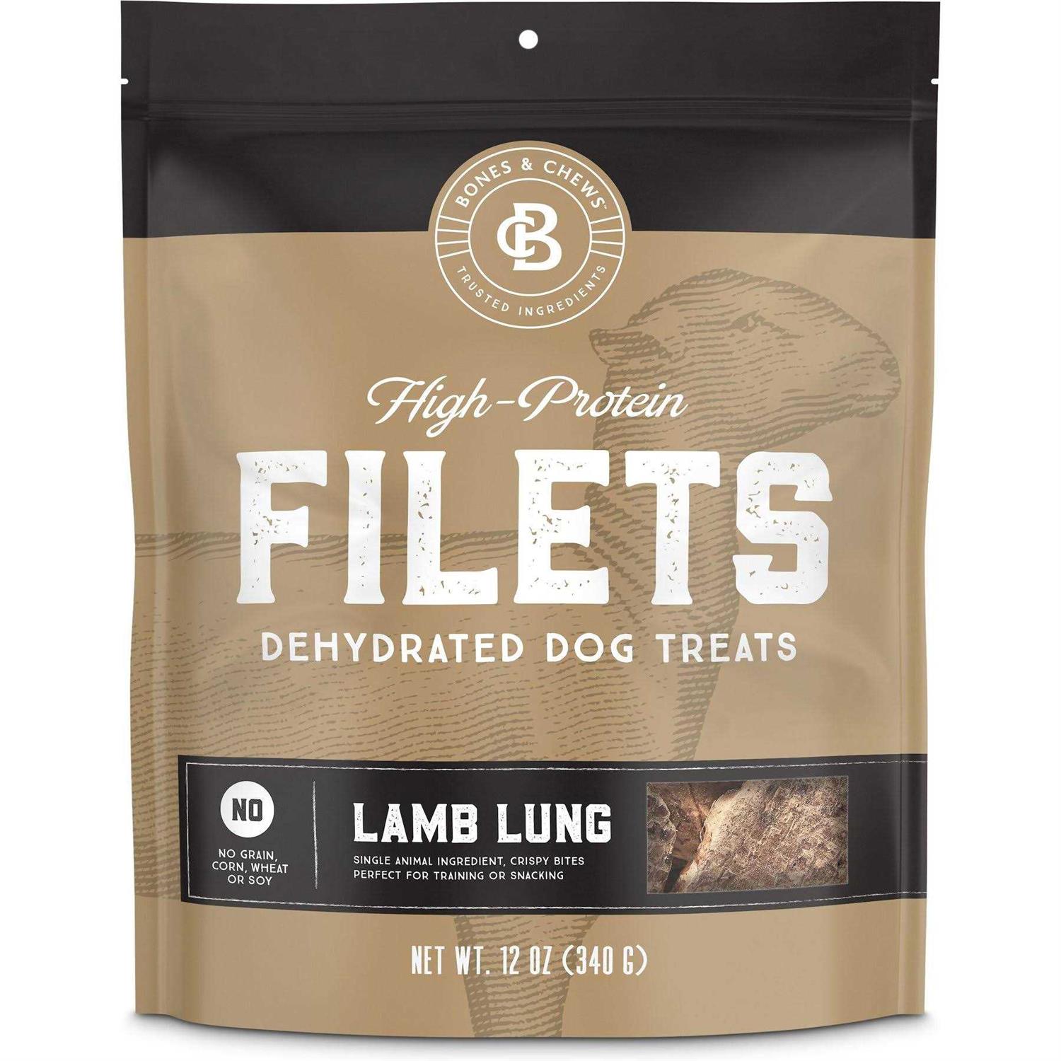 Bones & Chews All-Natural Beef Lung Filets Dehydrated Dog Treats