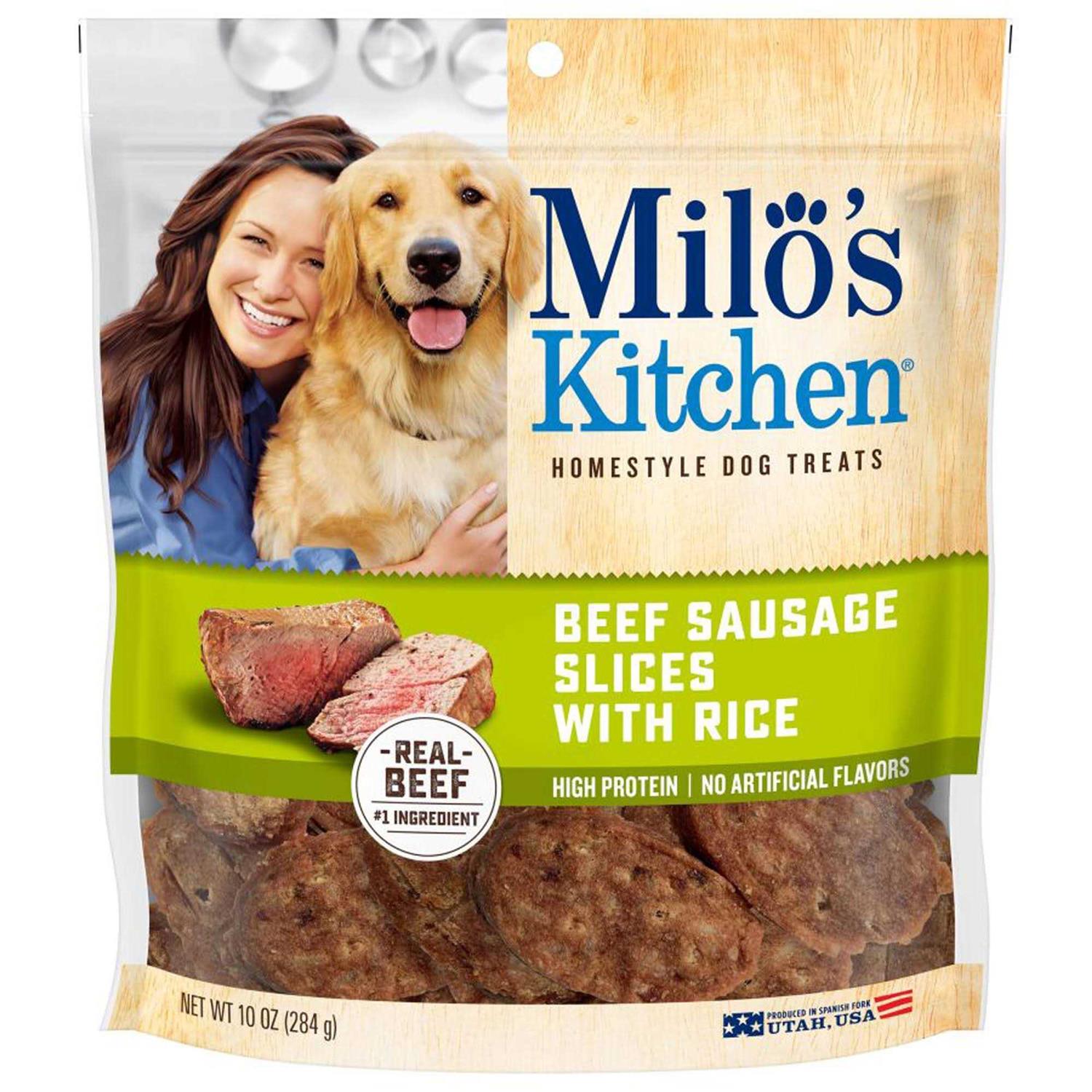 Milo's Kitchen Beef Sausage Slices with Rice Dog Treats