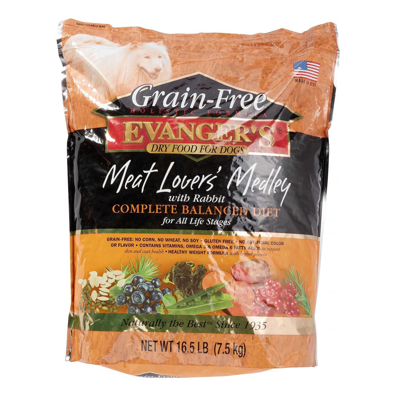 Evanger's Grain-Free Meat Lover's Medley with Rabbit Dry Dog Food