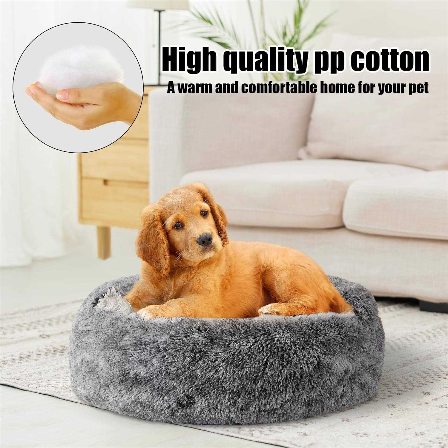 Alternative view of Calming Dog Beds & Cat Cave Bed with Hooded Cover,Removable Washable Round Beds for Small Medium Pets,Anti-Slip Faux Fur Fluffy Coved Bed