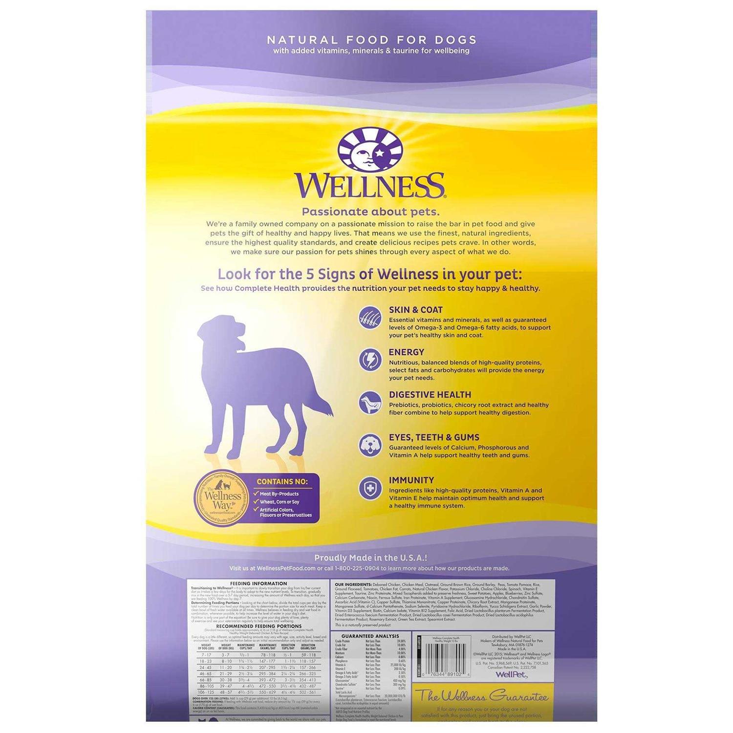 Alternative view of Wellness Complete Health Healthy Weight Chicken Peas Recipe Dry Dog Food