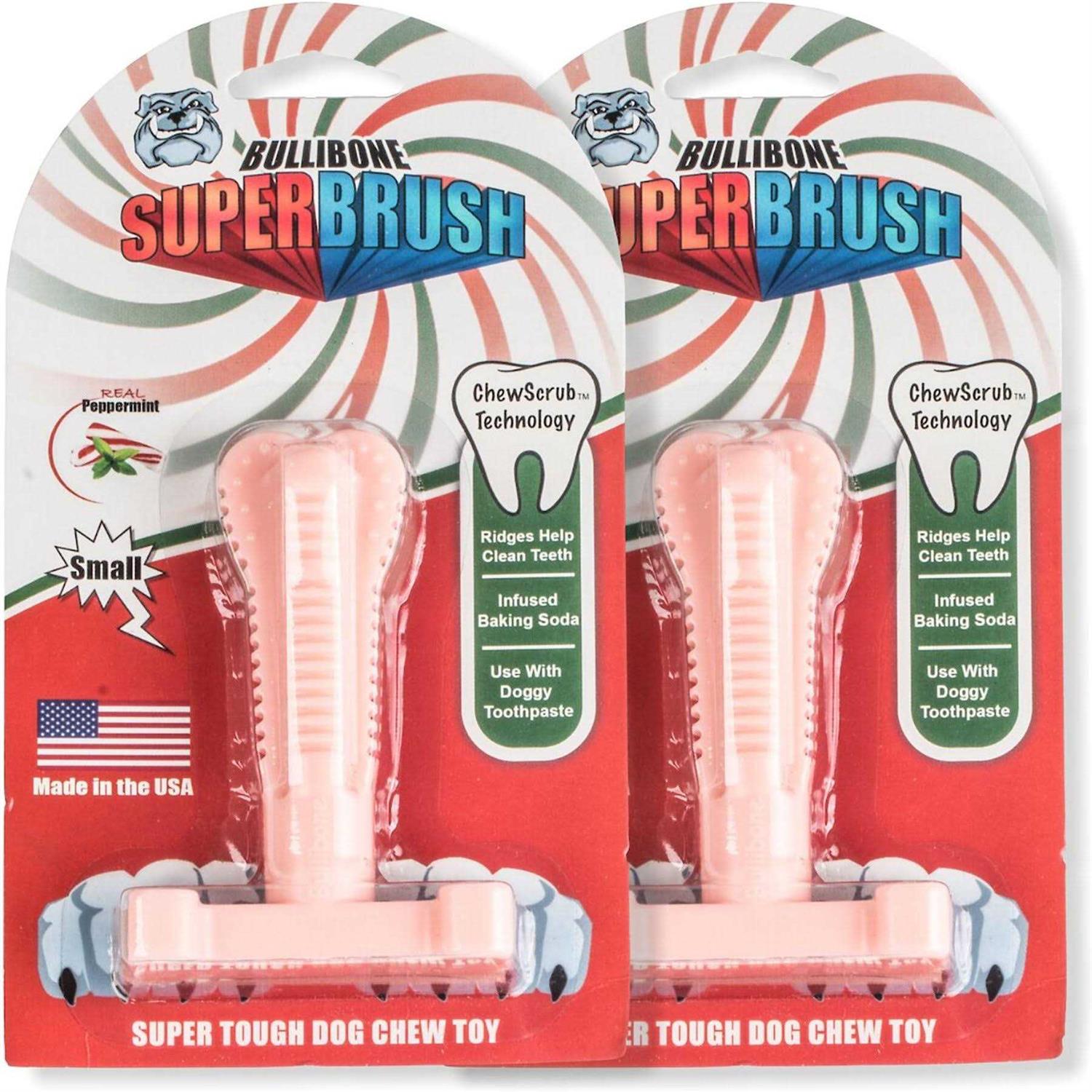 Bullibone SuperBrush Dog Teeth Cleaning Brushing Toothbrush Stick Long Lasting Nylon Chew Toy for Oral Care