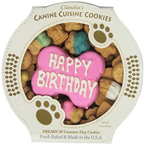 Claudia's Canine Bakery Happy Birthday Peanut Butter Cookie Dog Treats, 11-oz tub, Pink