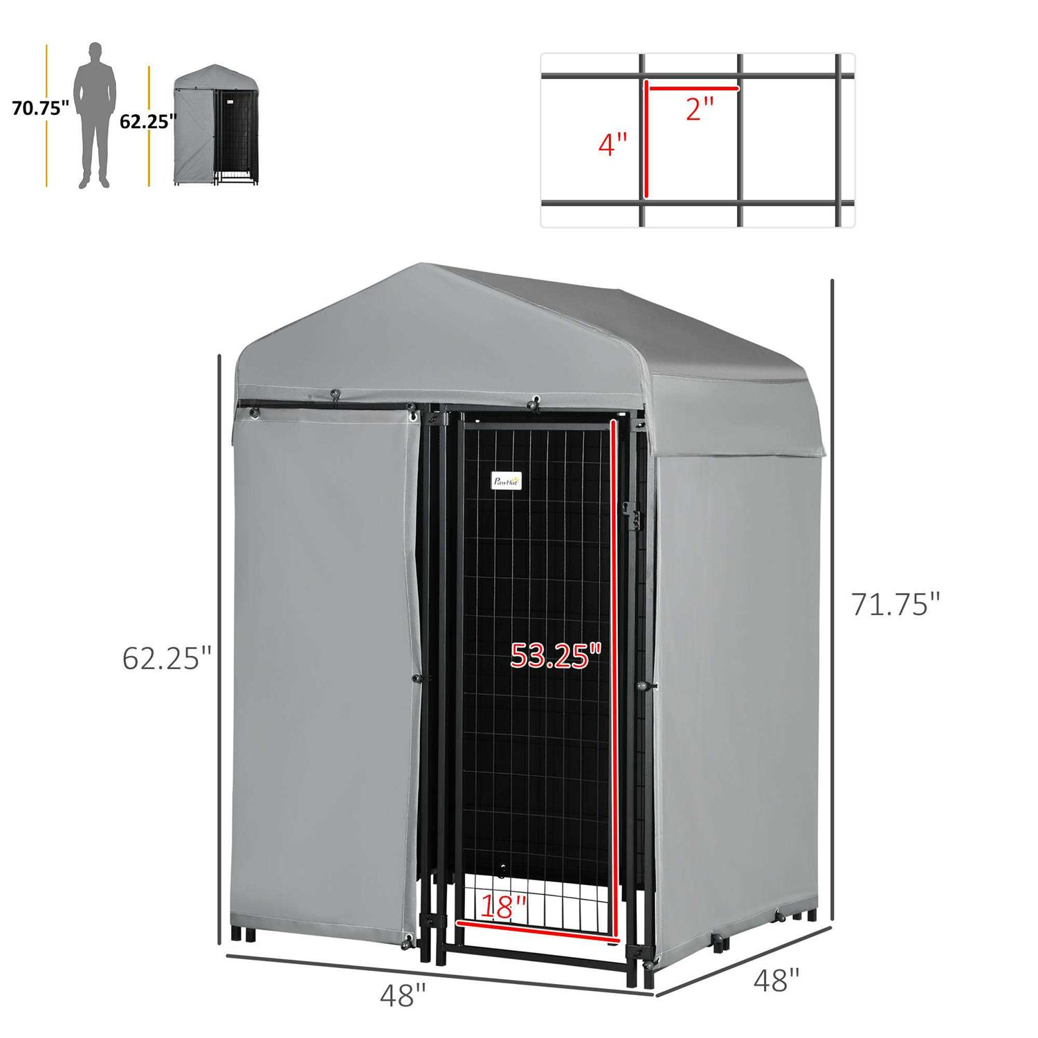 Alternative view of 212 Main PawHut 4 x 4 x 6 ft. Outdoor Dog Kennel with Waterproof Canopy