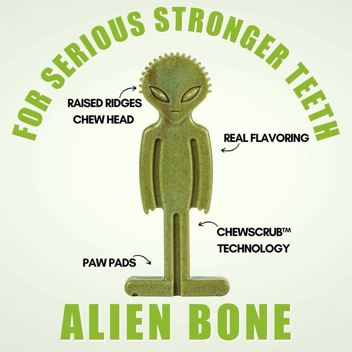 Alternative view of Bullibone Small Alien Bone Dog Chew Toy for Small Dogs With Easy Hold Grips