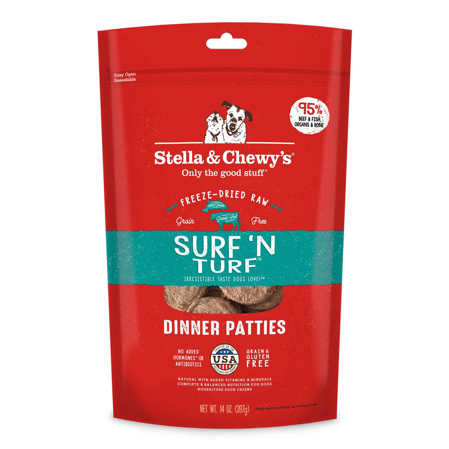 Stella & Chewy's Dinner Patties Freeze-Dried Dog Food Surf 'N Turf