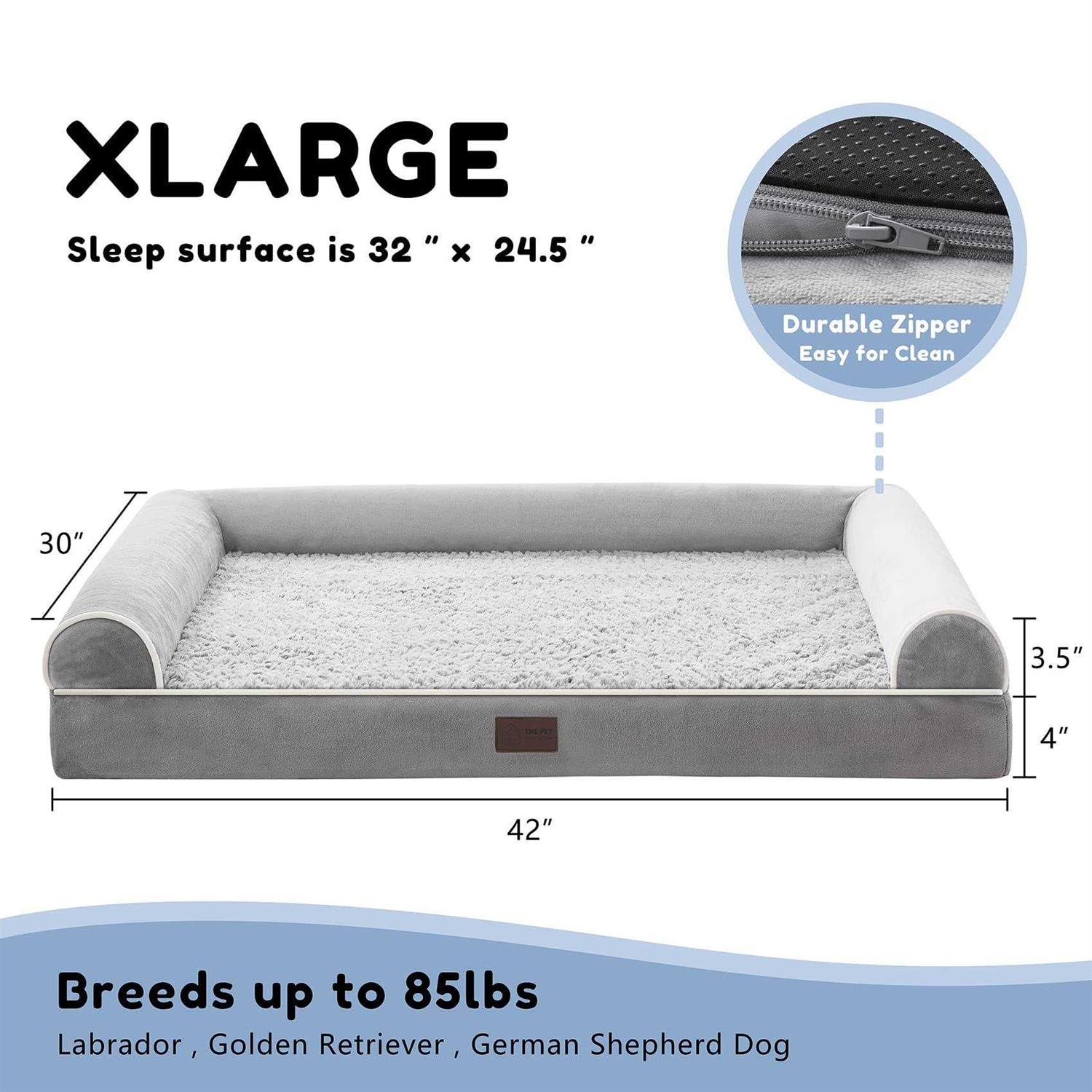 Alternative view of WESTERN HOME Orthopedic Dog Beds for Large Dogs, Foam Pet Sofa with Waterproof Lining, Removable Washable Cover and Nonskid Bottom