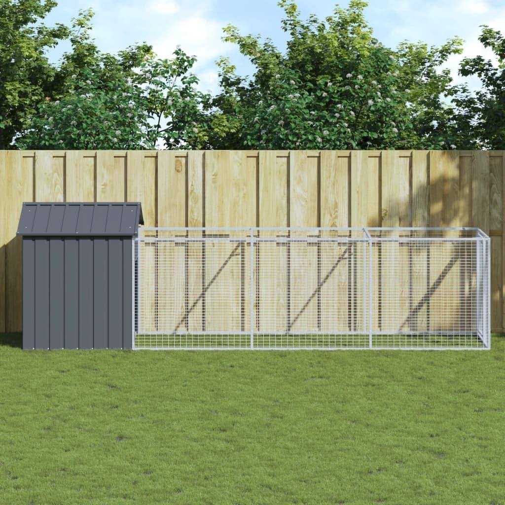 vidaXL Dog House with Roof Galvanized Steel
