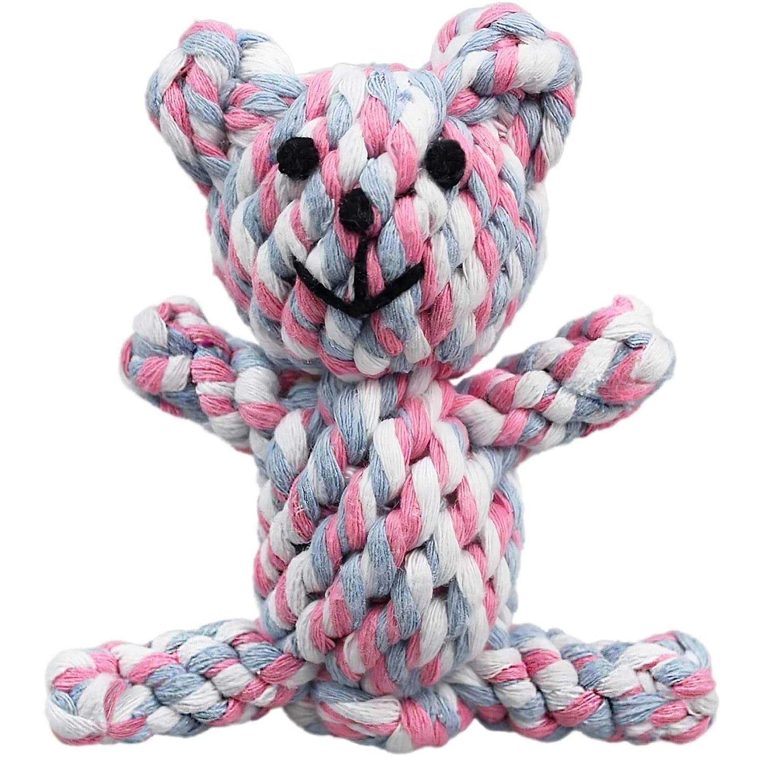 SunGrow Teddy Bear teething Toy, for ferret & dogs, knotted soft cotton rope material, for puppies and Small breeds