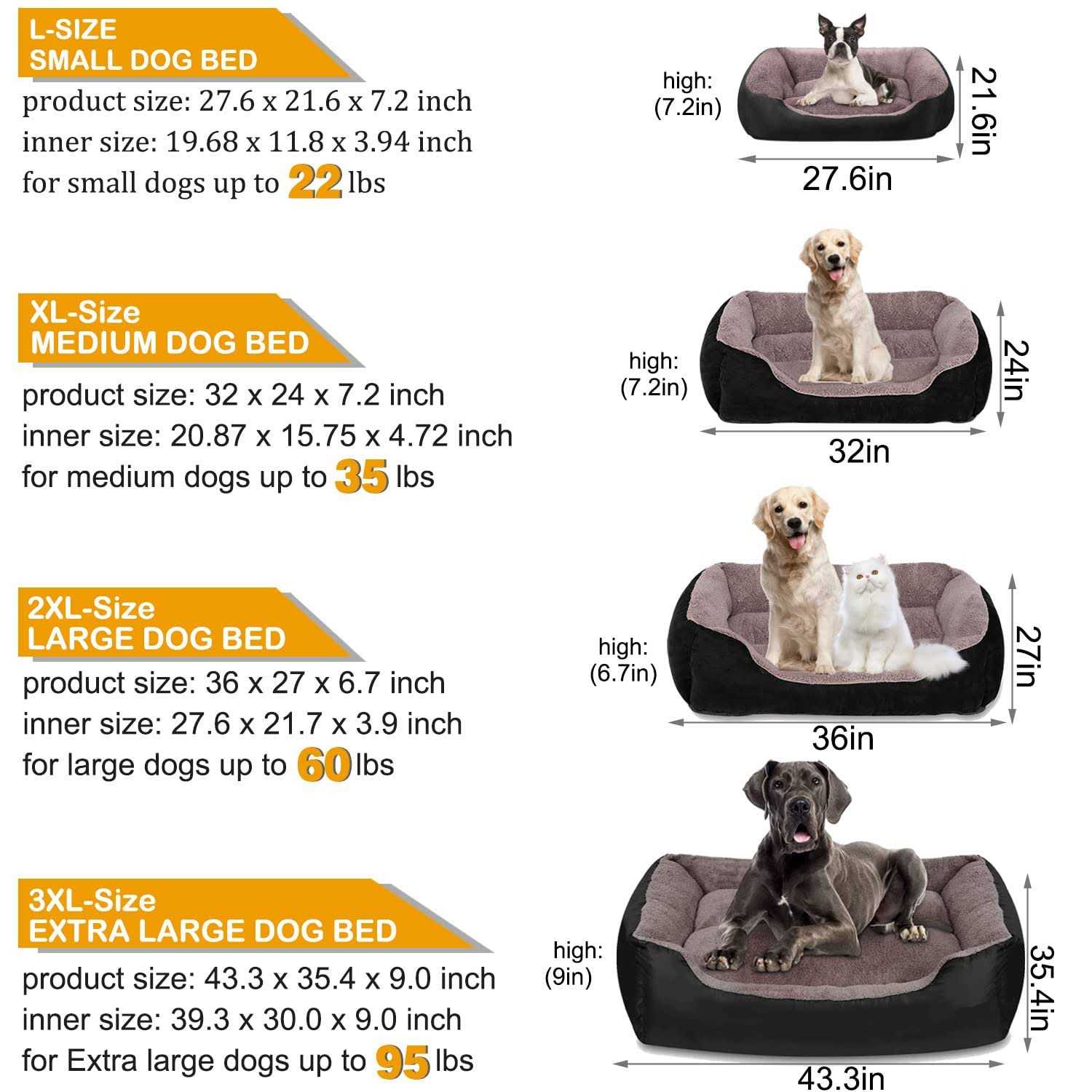 Alternative view of Utotol Dog Beds for Large Dogs Washable Large Pet Dog Bed Sofa Firm Breathable Soft Couch for Jumbo Large Medium Small Puppies Cats Sleeping
