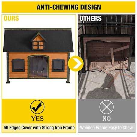 Alternative view of aivituvin Premium Wooden Dog House Iron Frame and Asphalt Roof AIR90