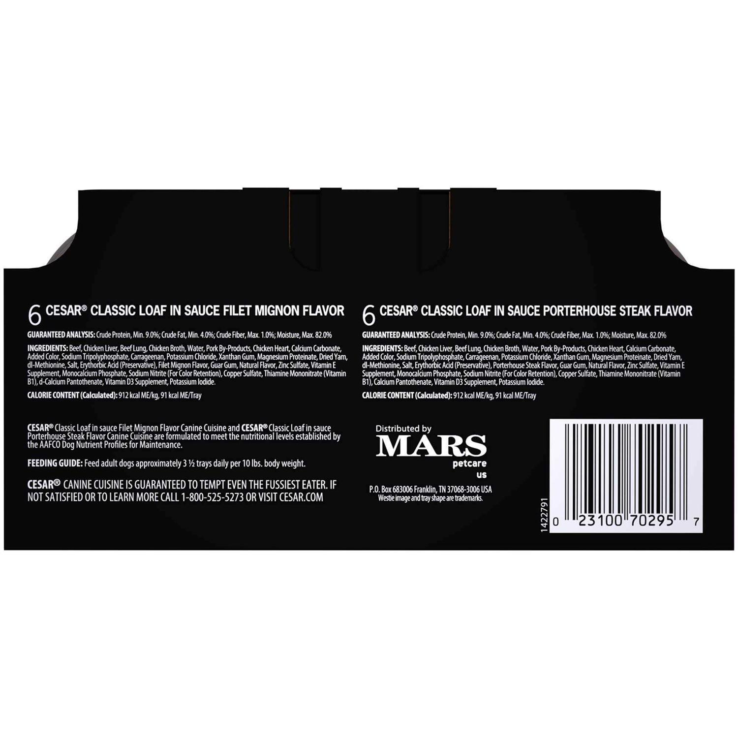 Alternative view of Cesar Filet Mignon & Porterhouse Steak Canine Cuisine Wet Dog Food