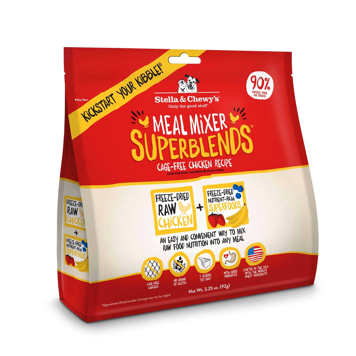 Stella & Chewy's Freeze-Dried Dog Food Meal Mixer Superblends Cage-Free Chicken Recipe