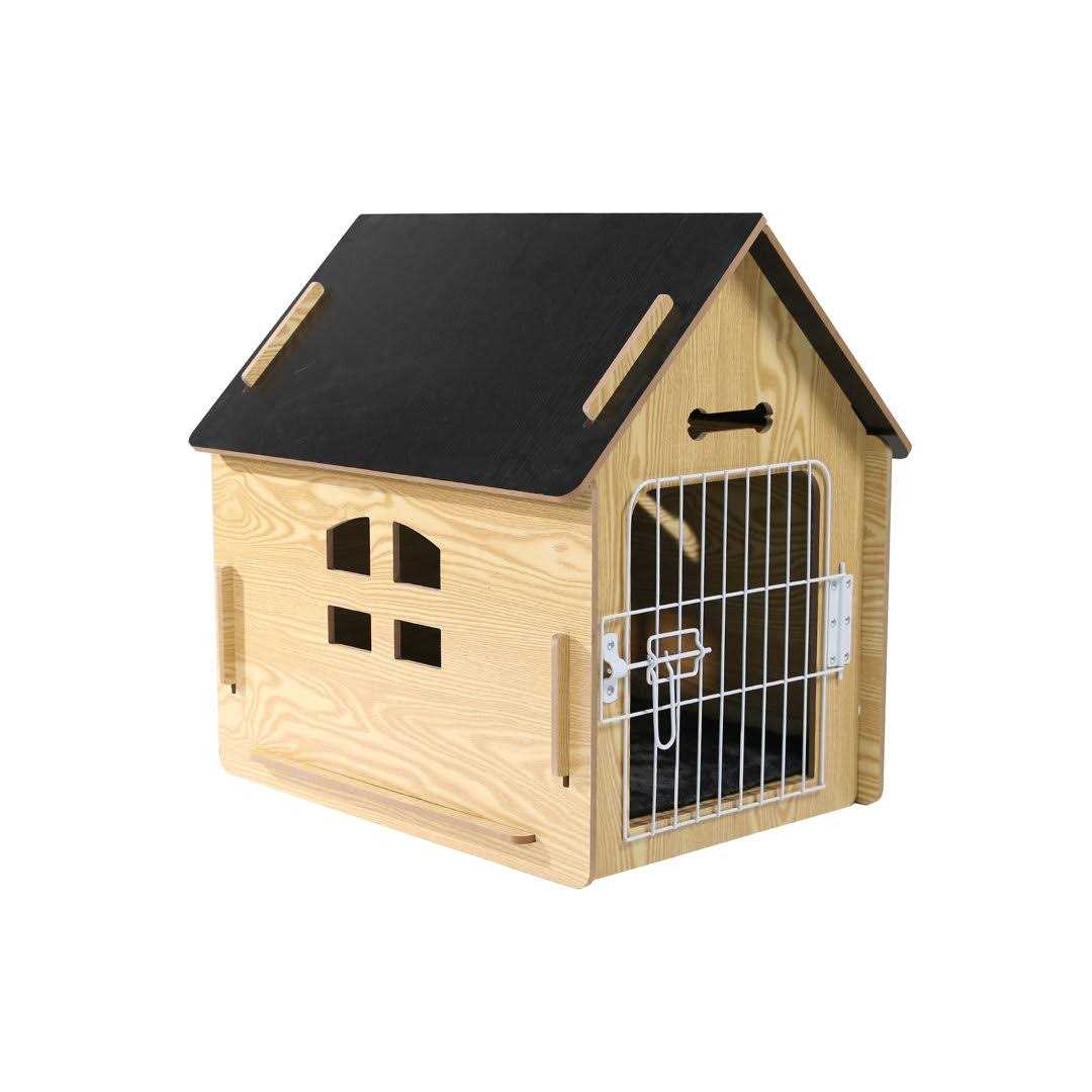 Alternative view of Byrn Wooden Pet house Indoor w/ Roof dog house w/ Removable Mat and Lockable Door for Small dog cat Tucker Murphy Pet Finish