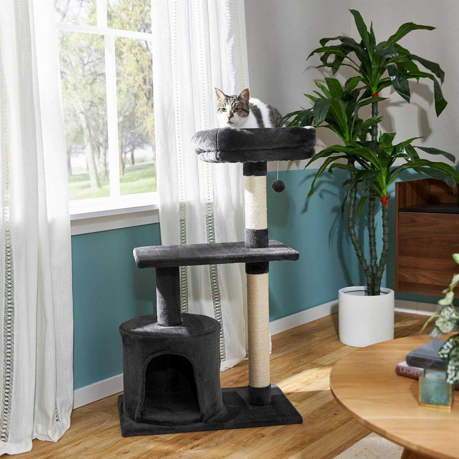 Frisco 38-in Cat Tree with Condo, Top Perch and Toy