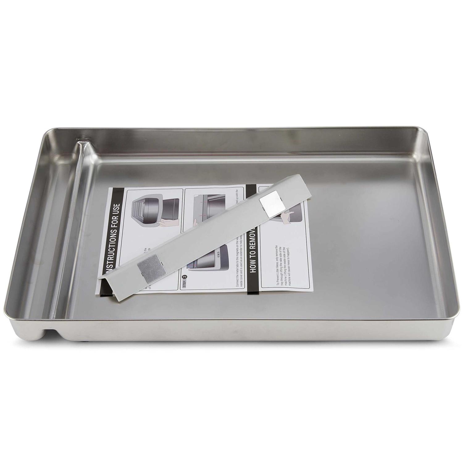 COSPARX Stainless Steel Reusable Litter Tray Compatible with Pet-Safe Scoop-Free Self-Cleaning Cat Litterbox