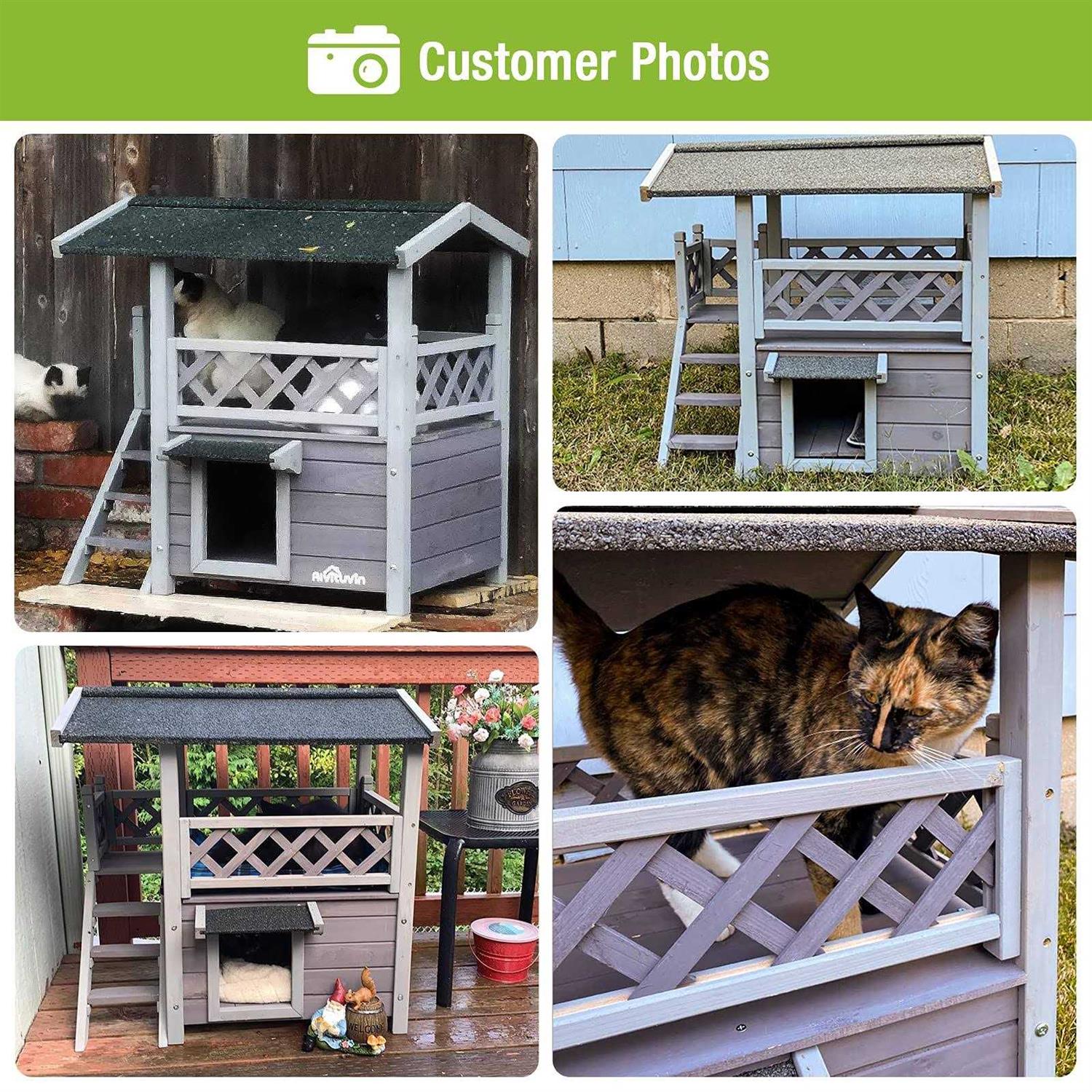 Alternative view of GUTINNEEN Cat House with Door for Feral Cats Rainproof Outside Kitty House 2 S AIR09-BS