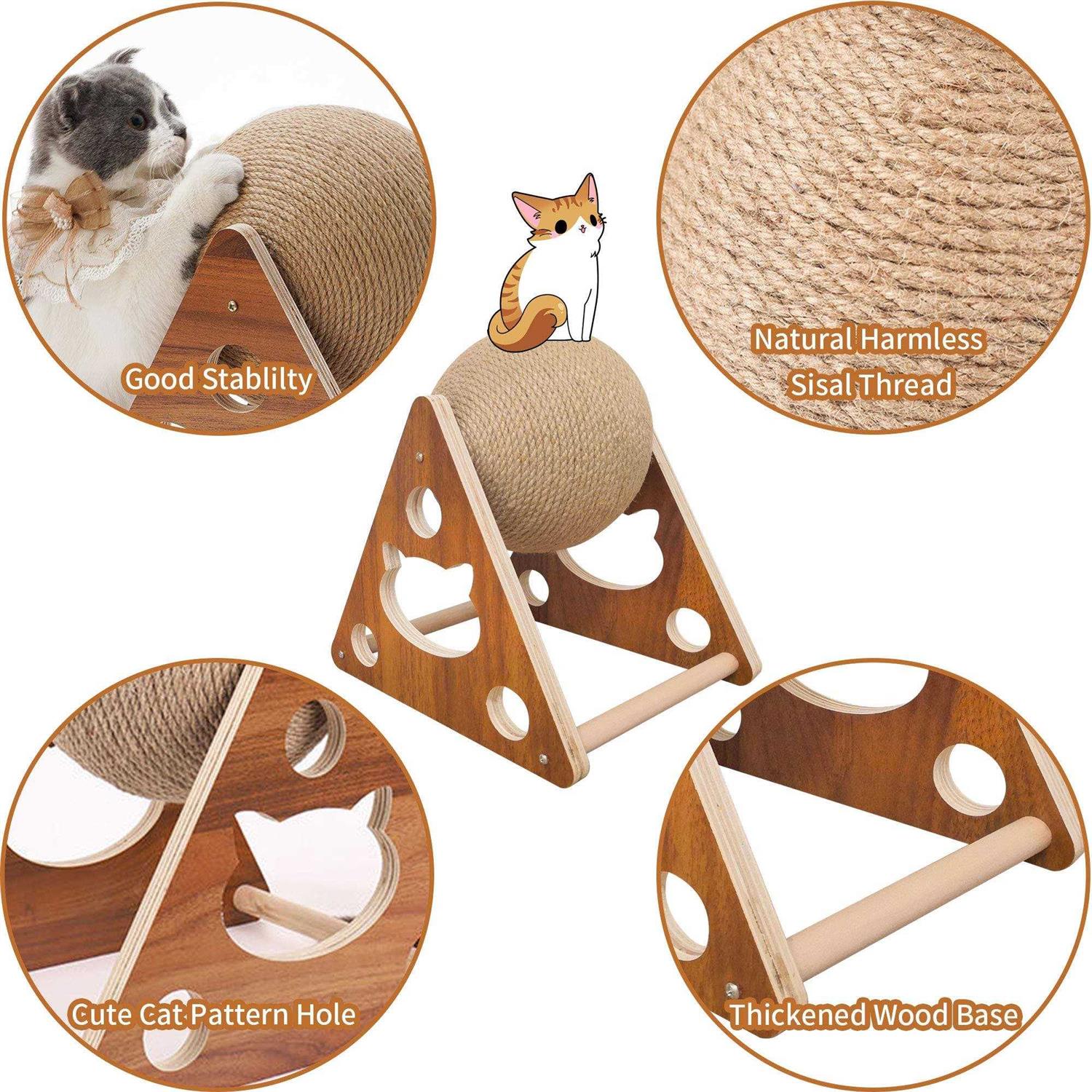 Alternative view of AGYM Cat Scratcher Toy, Natural Sisal Cat Scratching Ball, Cat Scratcher Toy with Ball, Scratching Ball for Cats and Kittens