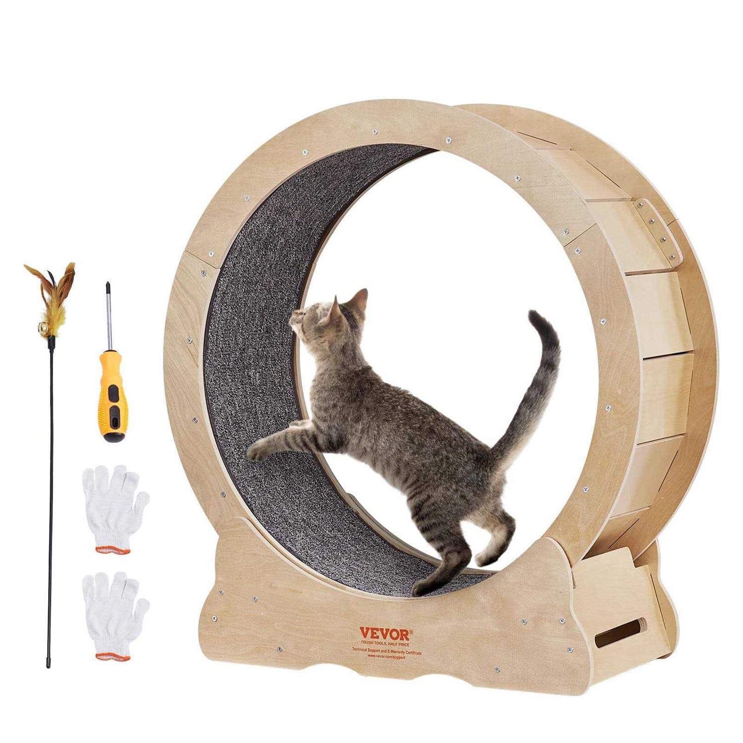 VEVOR Cat Exercise Wheel, Large Cat Treadmill Wheel for Indoor Cats, 29.5 inch Cat Running Wheel with Detachable Carpet and Cat