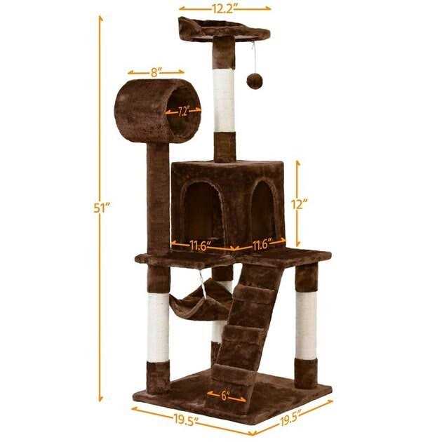 Alternative view of Yaheetech 51-in Plush Multi-Cat Kitten Tree & Condo
