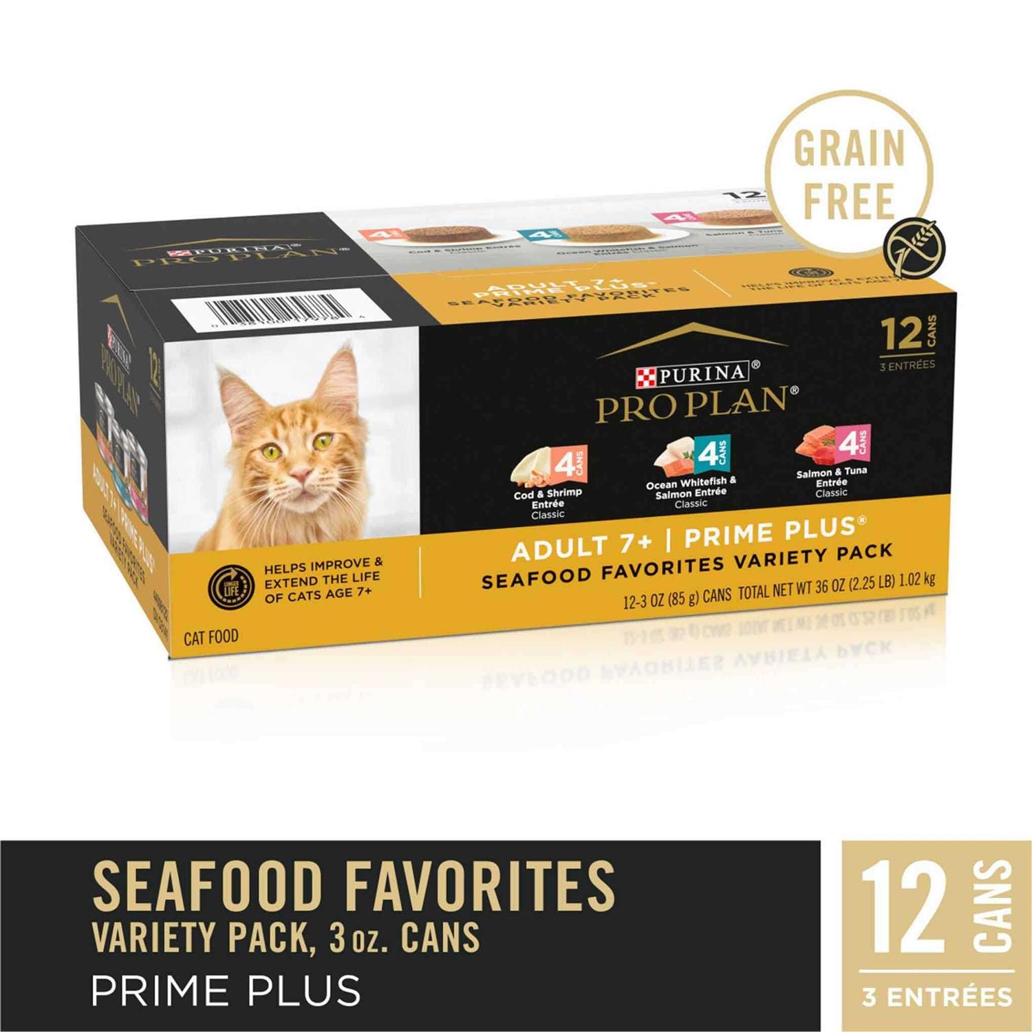 Alternative view of Purina Pro Plan Grain-Free Senior Pate Prime Plus Seafood Favorites Wet Cat Food Variety Pack