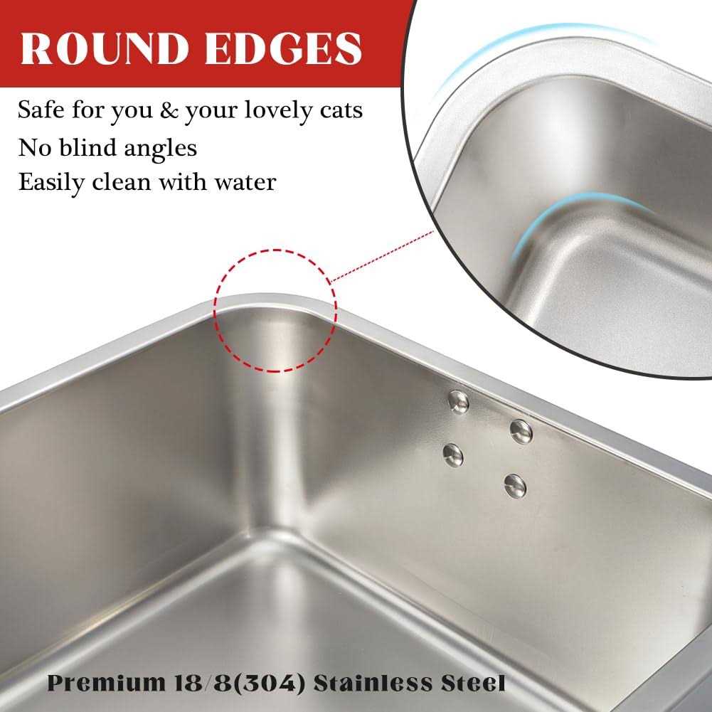 Alternative view of ULIGOTA Stainless Steel Cat Litter Box, Large Metal Litter Box for Kitty and Rabbits