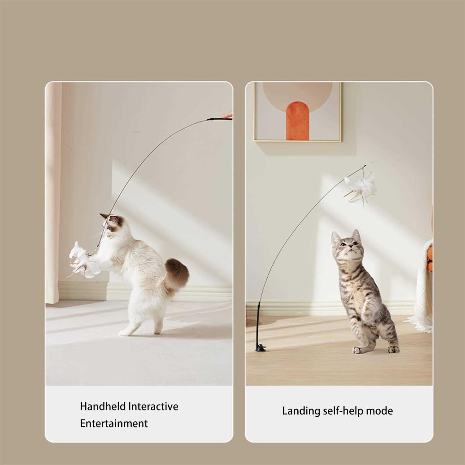 Alternative view of TINGIC Cat Toy Wand Auto Interactive Toys for Indoor Cat 6 in 1 Hands-Free Natural Bird Feather Ball Toys