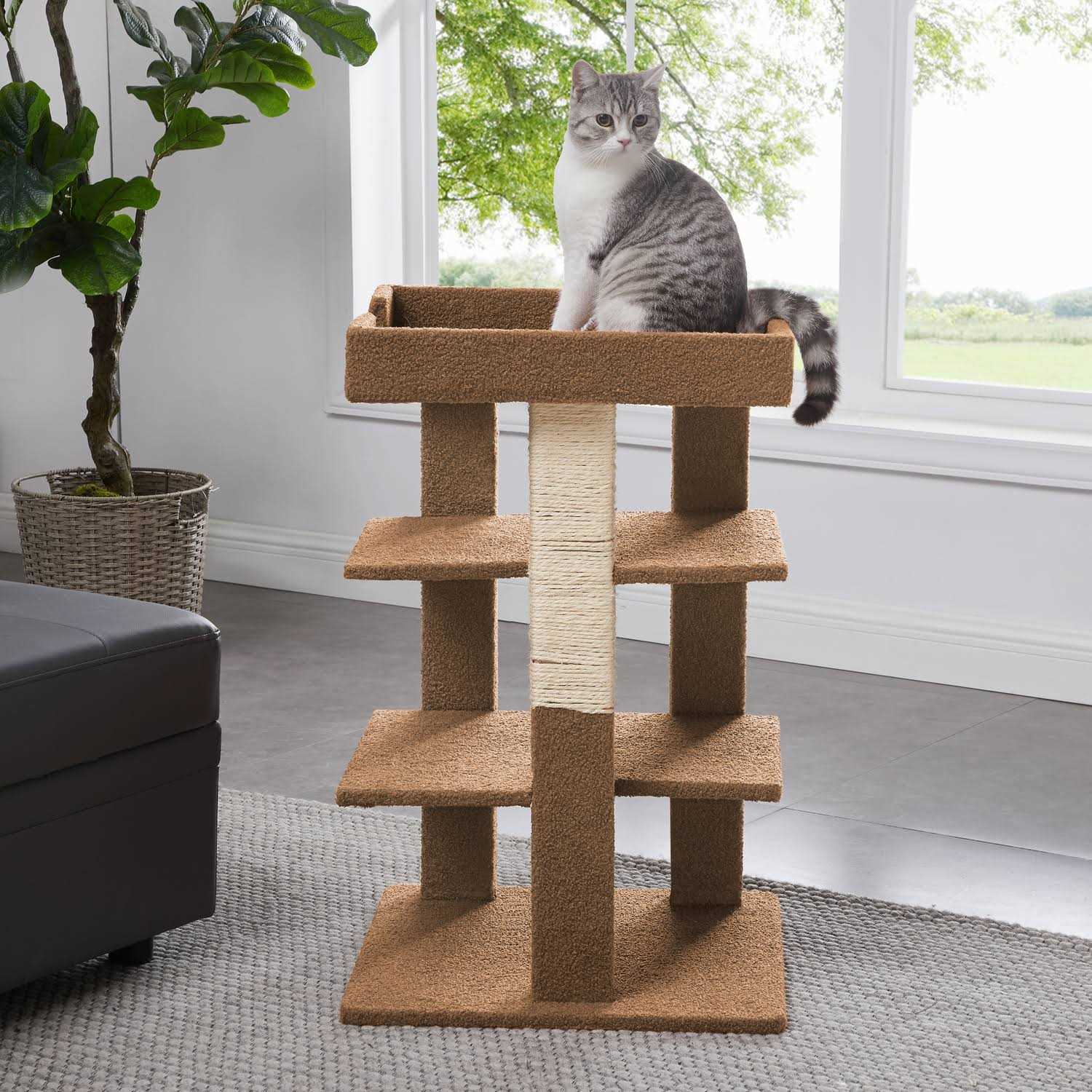 HOMESTOCK Cat Tree for Large Cats Cat Activity with Scratching Post