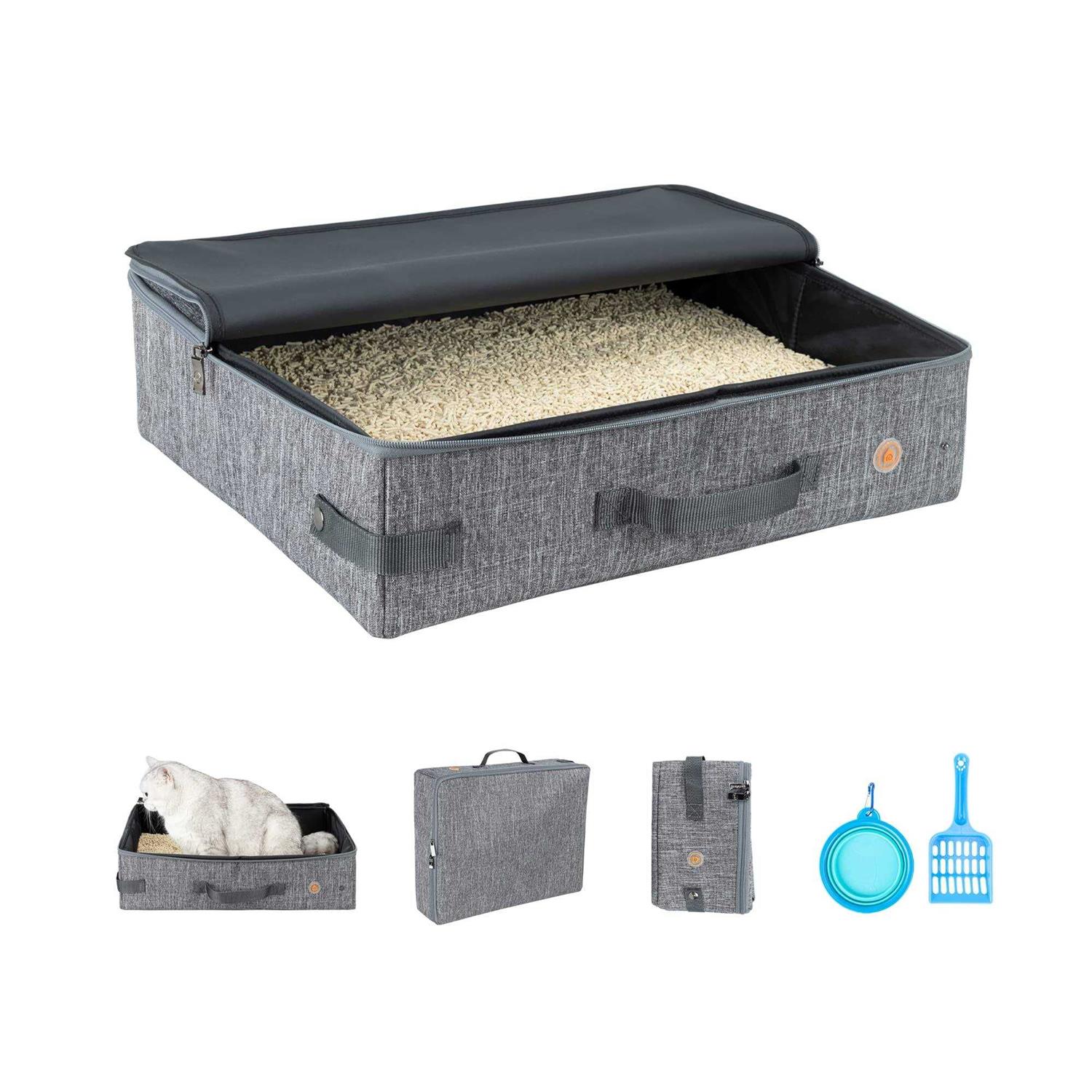 petisfam Portable Cat Travel Litter Box for Cats in Car. Odor Free