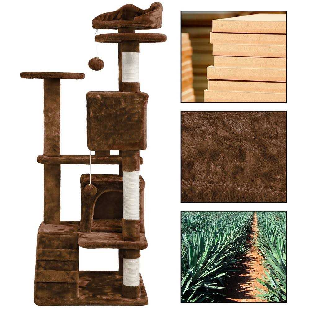 Alternative view of Yaheetech 54H Cat Tree with 2 Condos for Kittens Small Cats