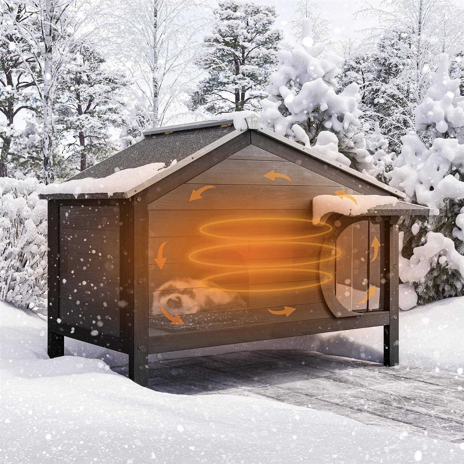 BELLEZE Outdoor Insulated Wooden Cat House