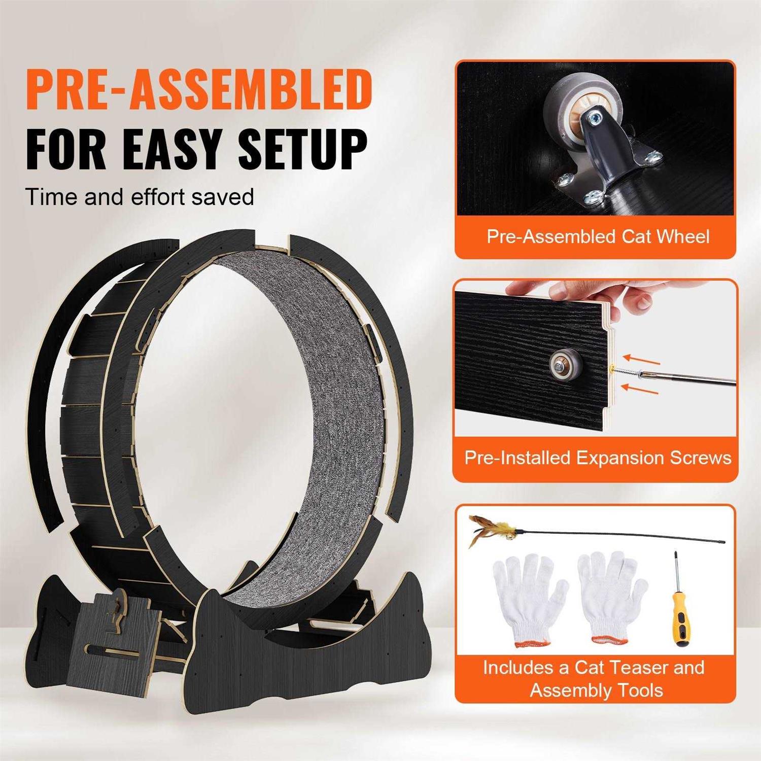 Alternative view of VEVOR Cat Exercise Wheel Large Cat Treadmill Wheel for Indoor Cats Cat Running Wheel with Detachable Carpet and Cat Teaser