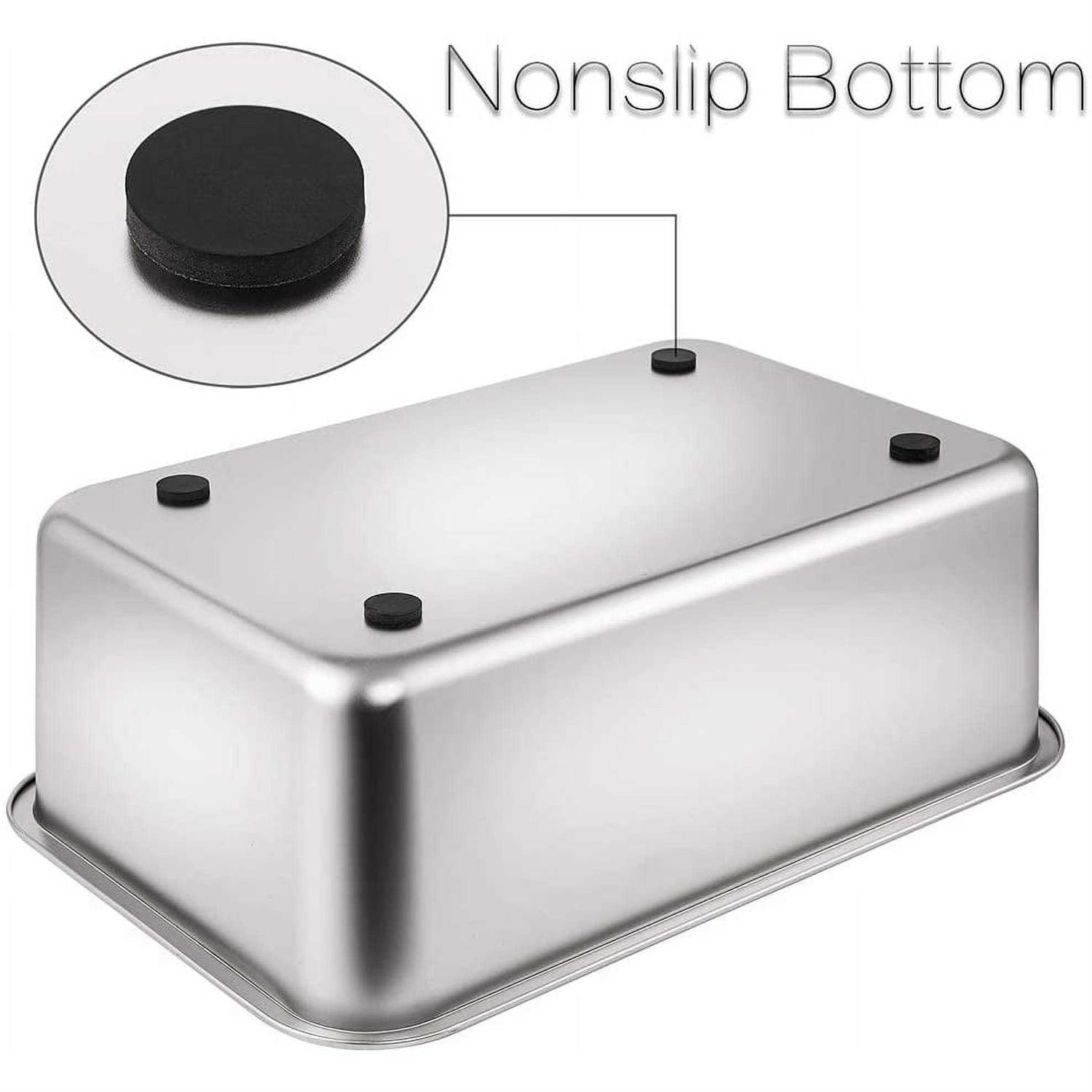 Alternative view of Yangbaga Stainless Steel Litter Box for Cat and Rabbit, Large Size with 8in High Sides and Non Slip Rubber Feet. Odor Control