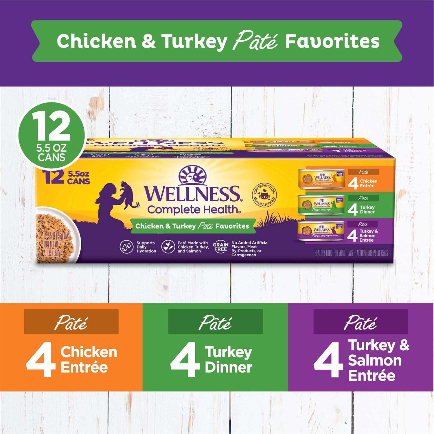 Alternative view of Wellness Complete Health Chicken & Turkey Pate Favorites Cat Food Variety Pack