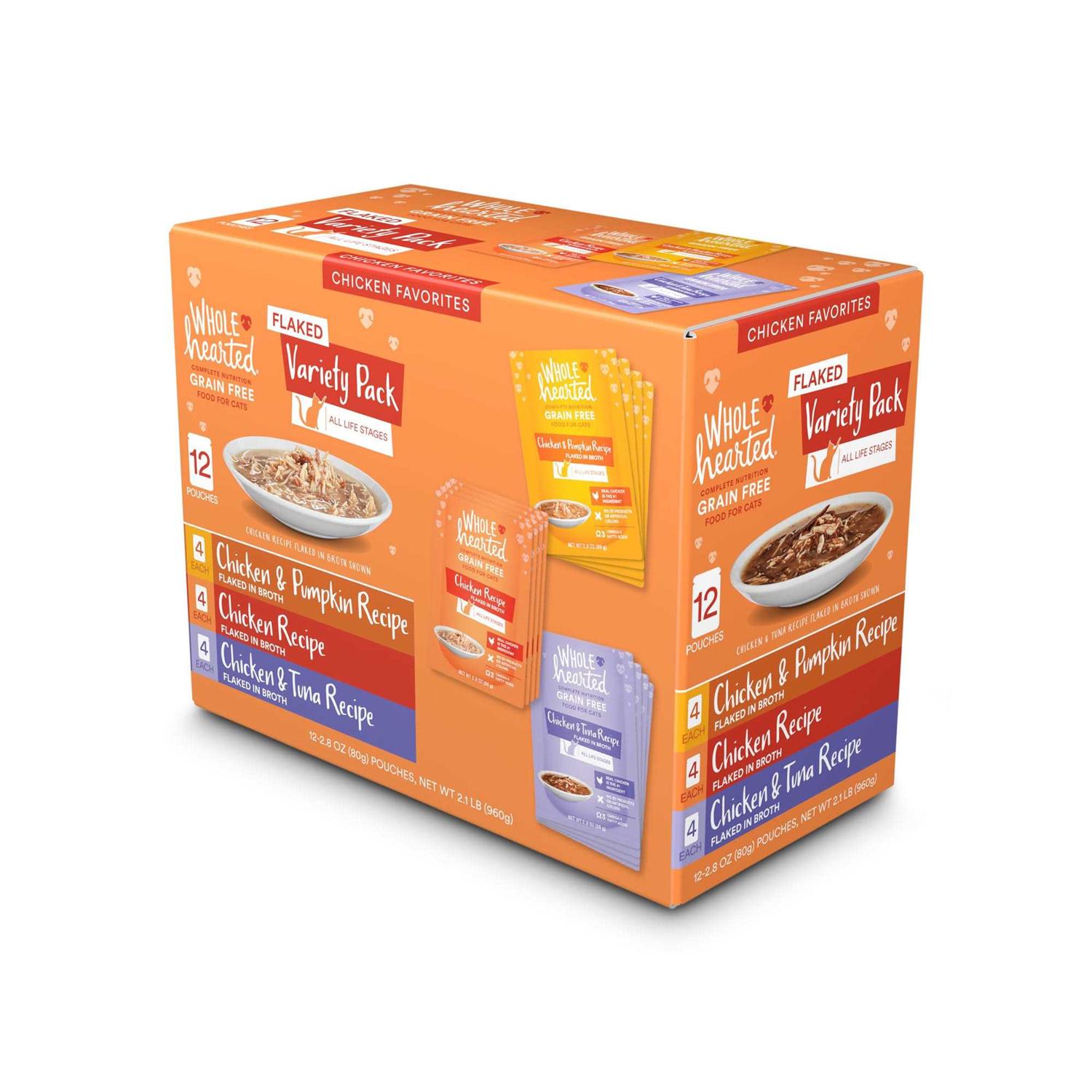 WholeHearted Grain Free Chicken Favorites Flaked Wet Cat Food Variety Pack