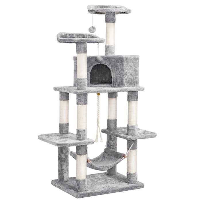 Topeakmart Light Gray Large Cat Tree with Plush Perch