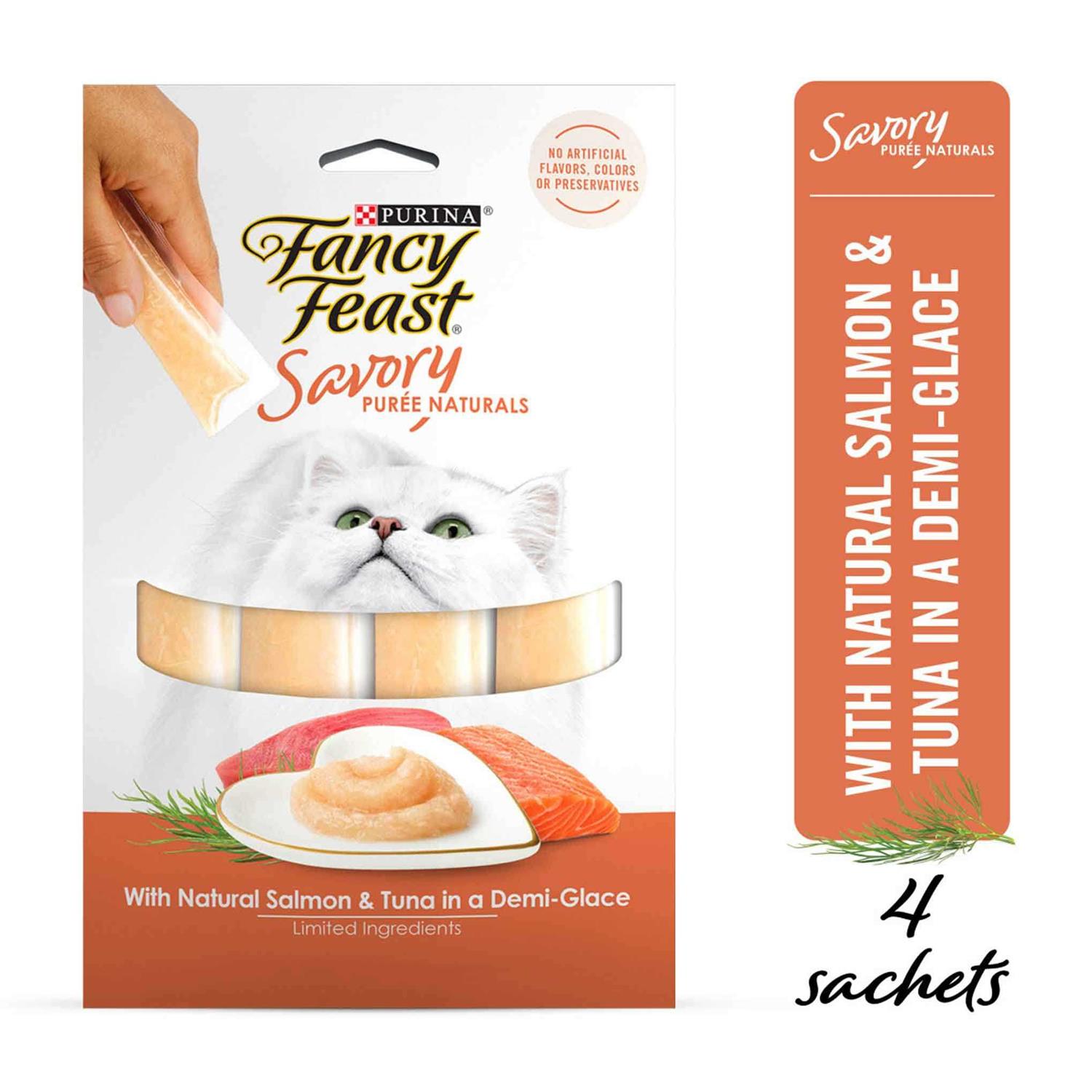 Alternative view of Fancy Feast Savory Puree Naturals Squeezable Salmon & Tuna in Demi-Glace Cat Treats